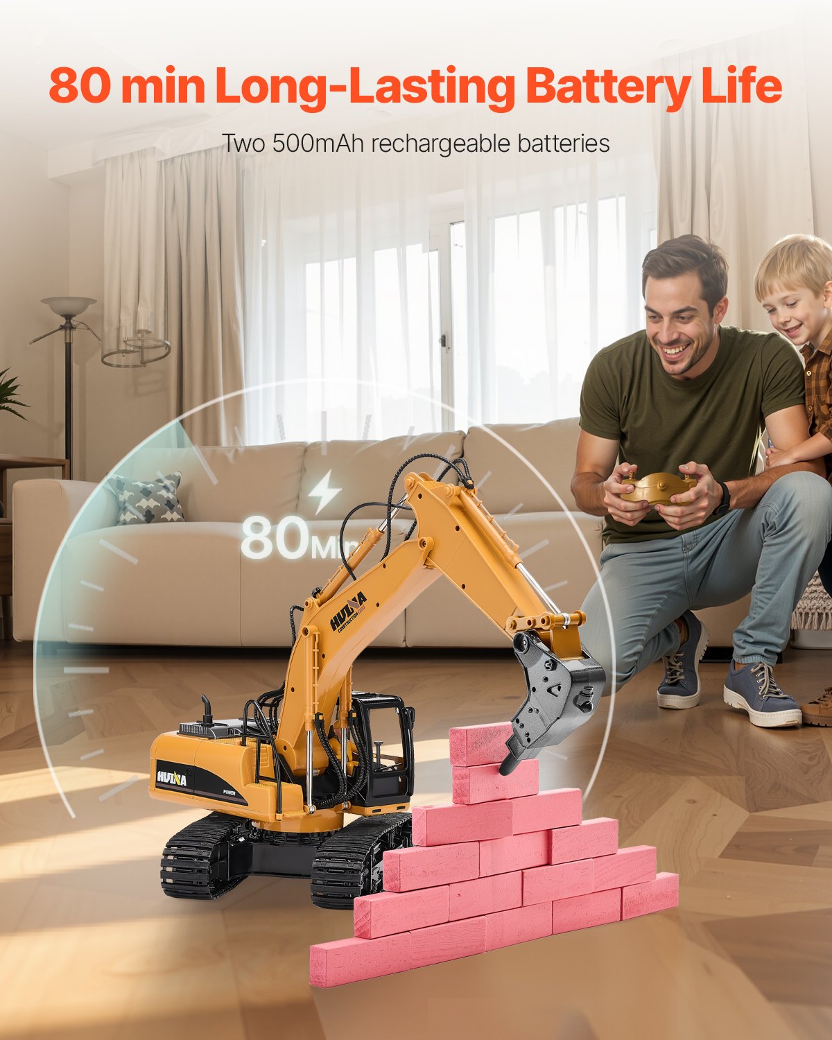 VEVOR Remote Control Excavator Toy 15 Channel 1:14 Scale RC Excavator Digger