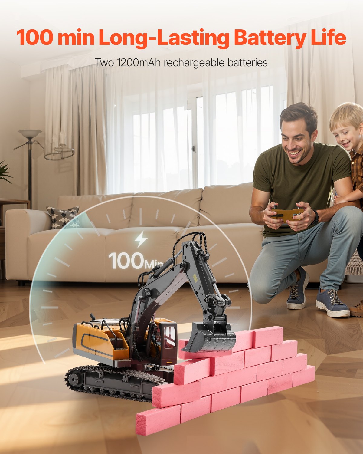 VEVOR Remote Control Excavator Toy 11 Channel 1:20 Scale RC Excavator Digger