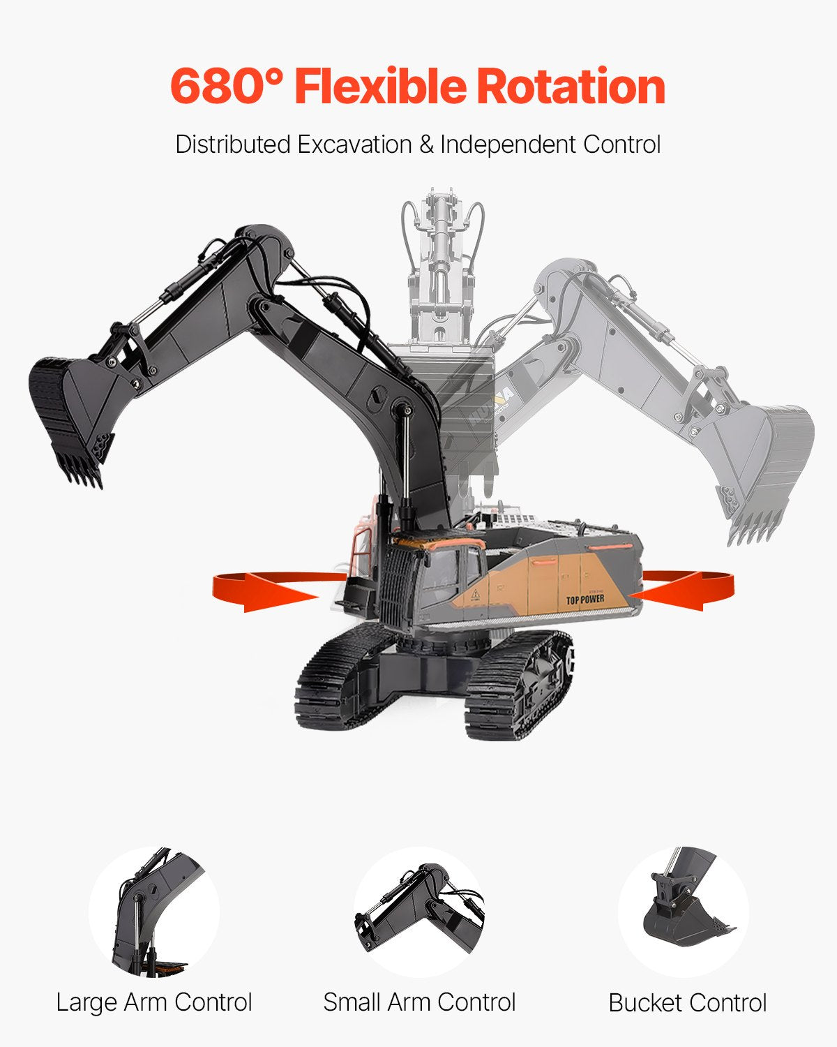 VEVOR Remote Control Excavator Toy 22 Channel 1:14 Scale RC Excavator Digger