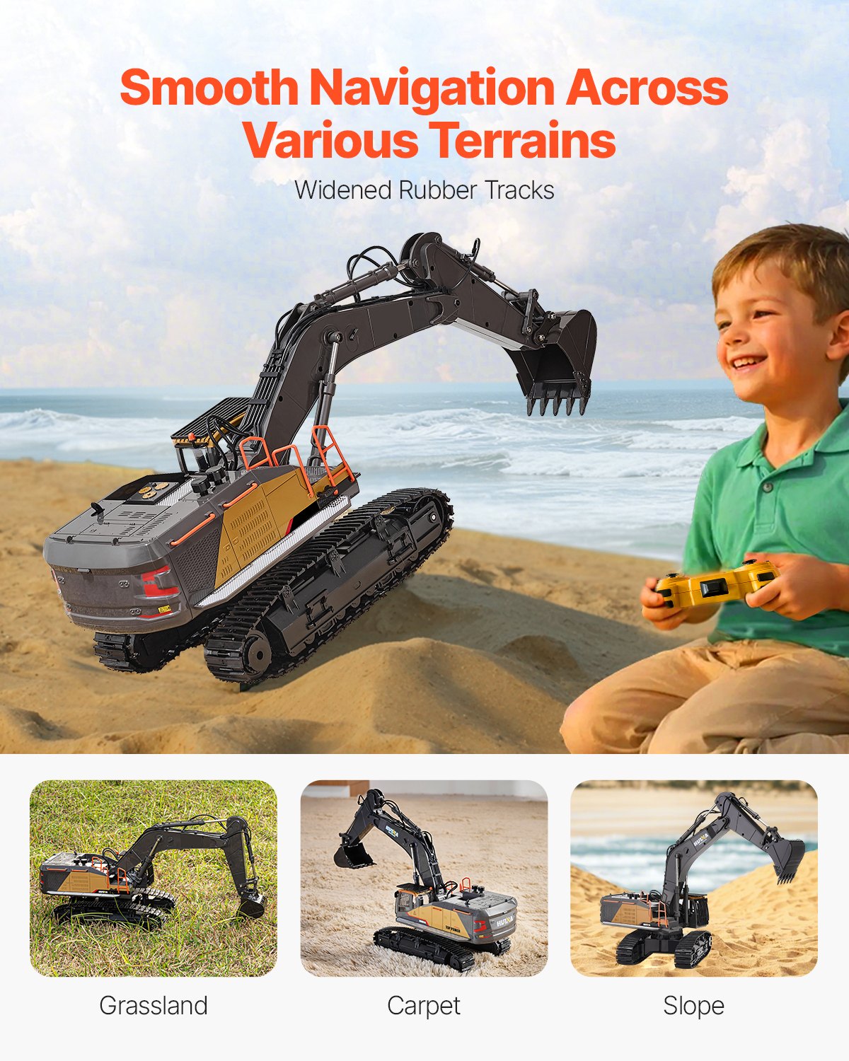 VEVOR Remote Control Excavator Toy 22 Channel 1:14 Scale RC Excavator Digger
