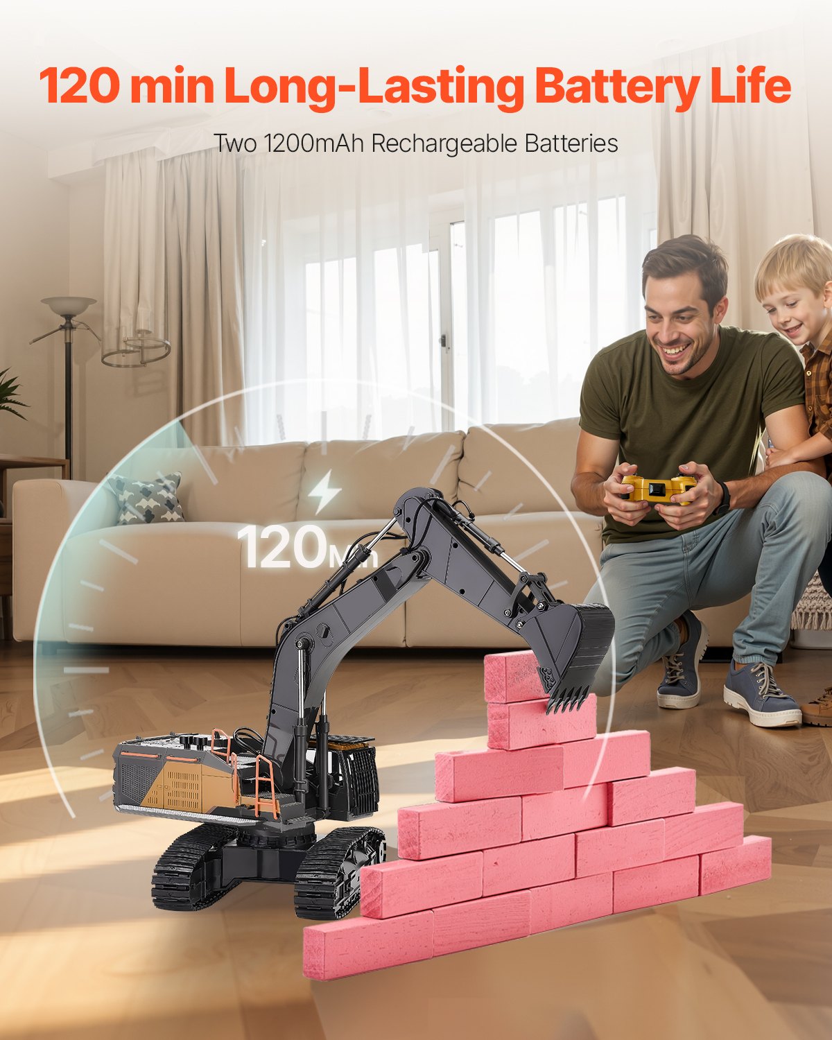 VEVOR Remote Control Excavator Toy 22 Channel 1:14 Scale RC Excavator Digger