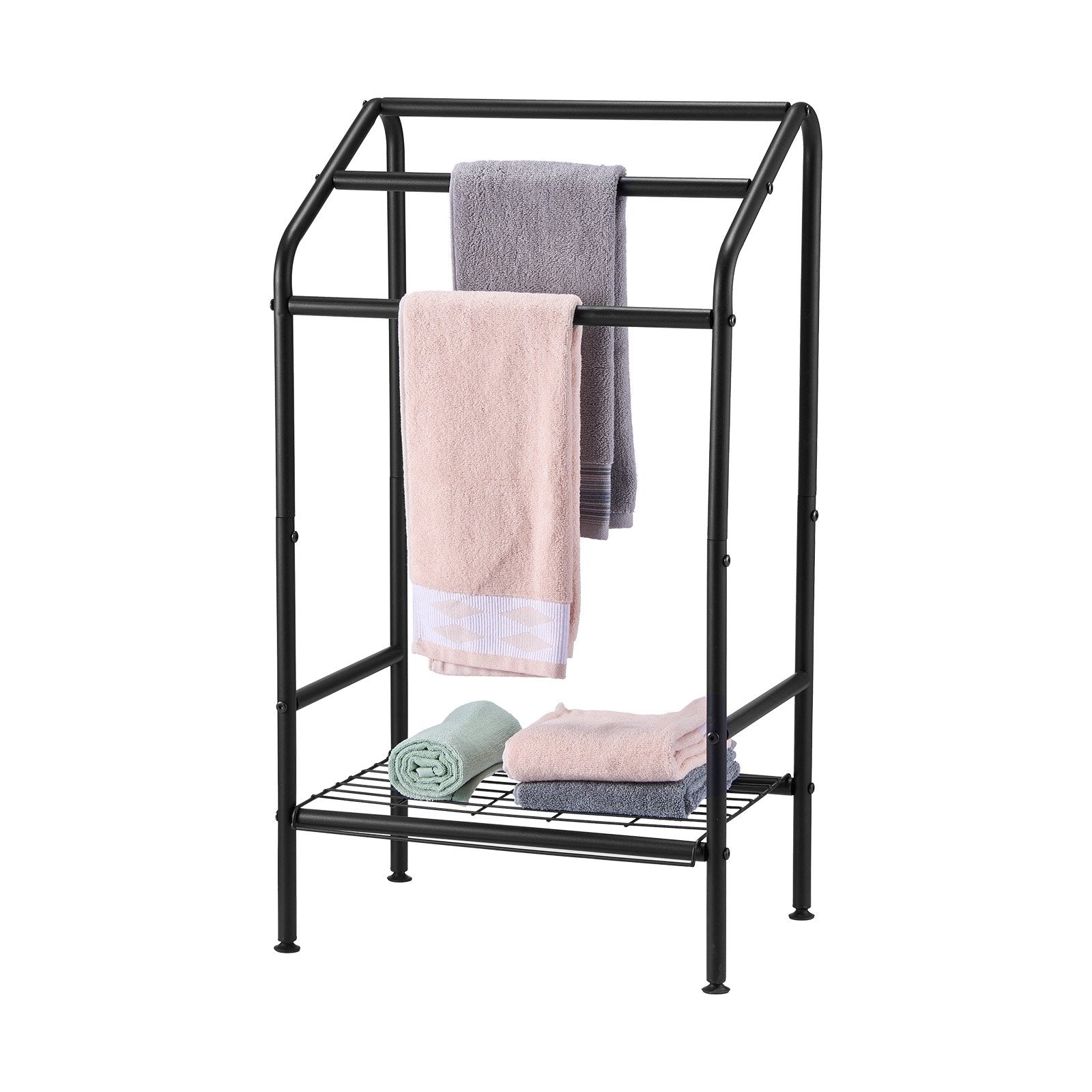 VEVOR Towel Rack 3 Bars Outdoor Towel Holder with Bottom Storage for Pool Spa