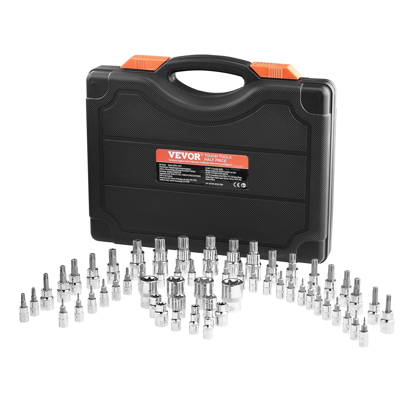 Torx Bit Socket and External Torx Socket Set 60-Piece S2 Alloy Steel Cr-V Steel