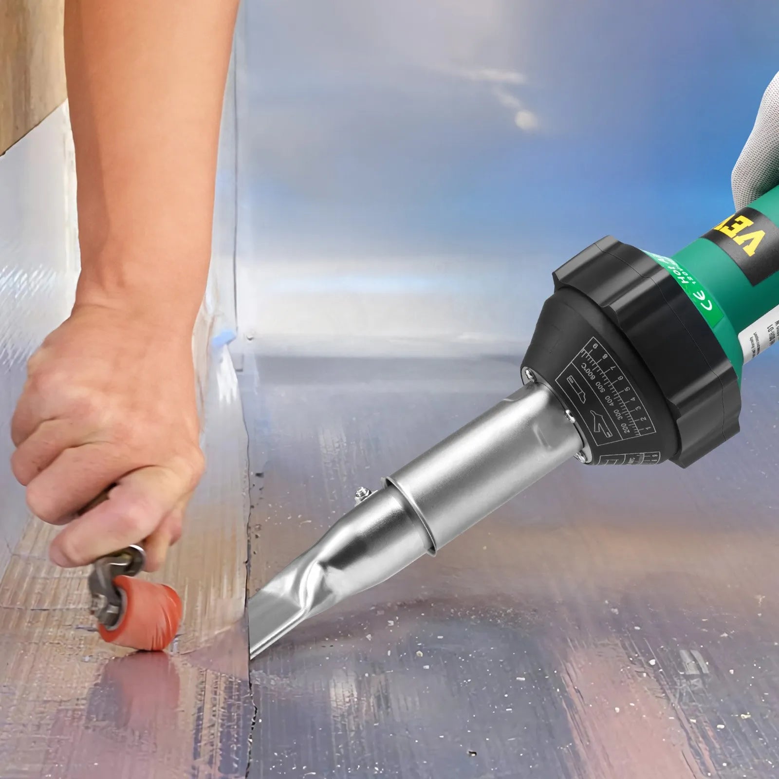 VEVOR Hot Air Plastic Welder 1600W PVC TPO Vinyl Heat Gun Torch & 4 Accessories