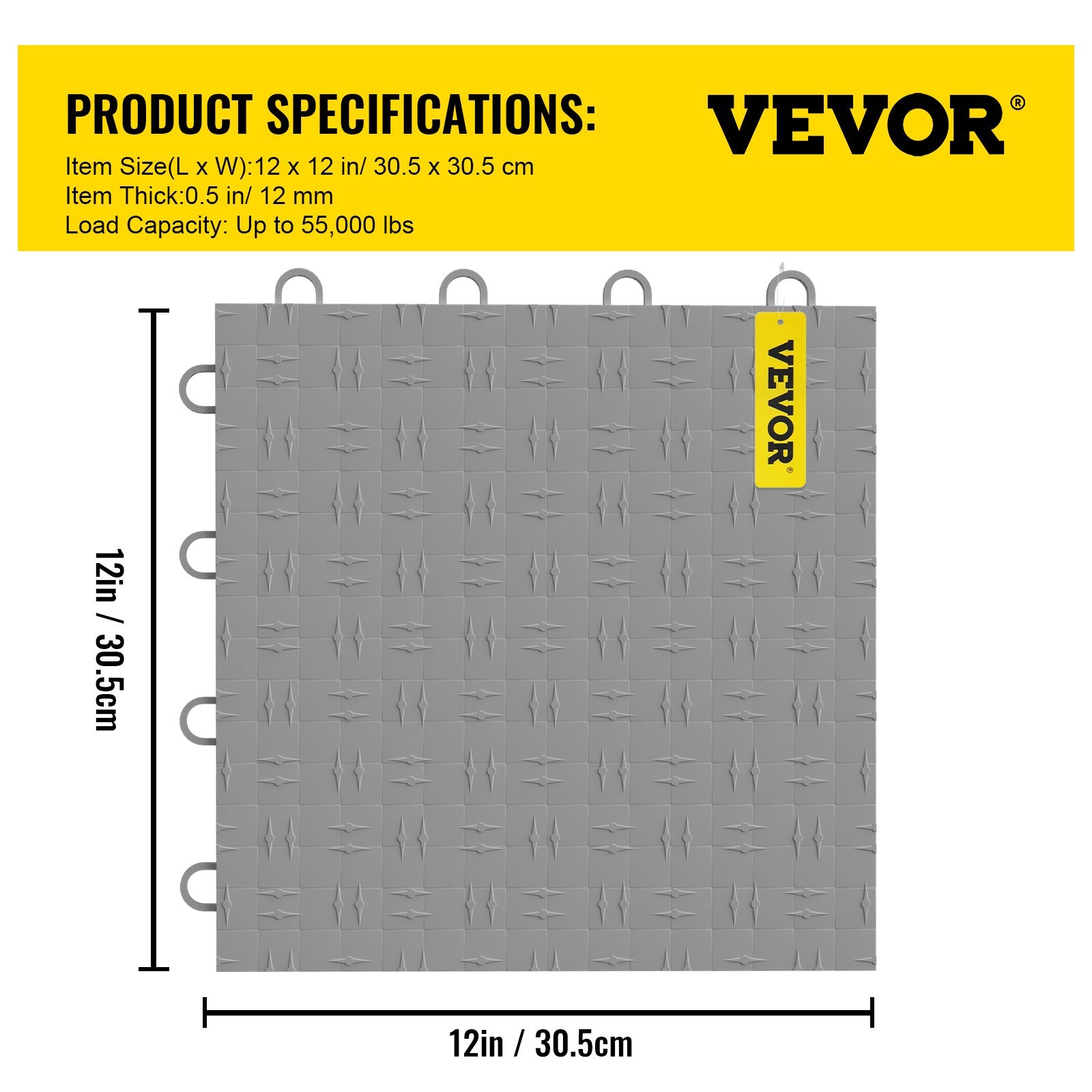 VEVOR Garage Tiles Interlocking Garage Flooring Tiles 12x12" 25 Pack Silver