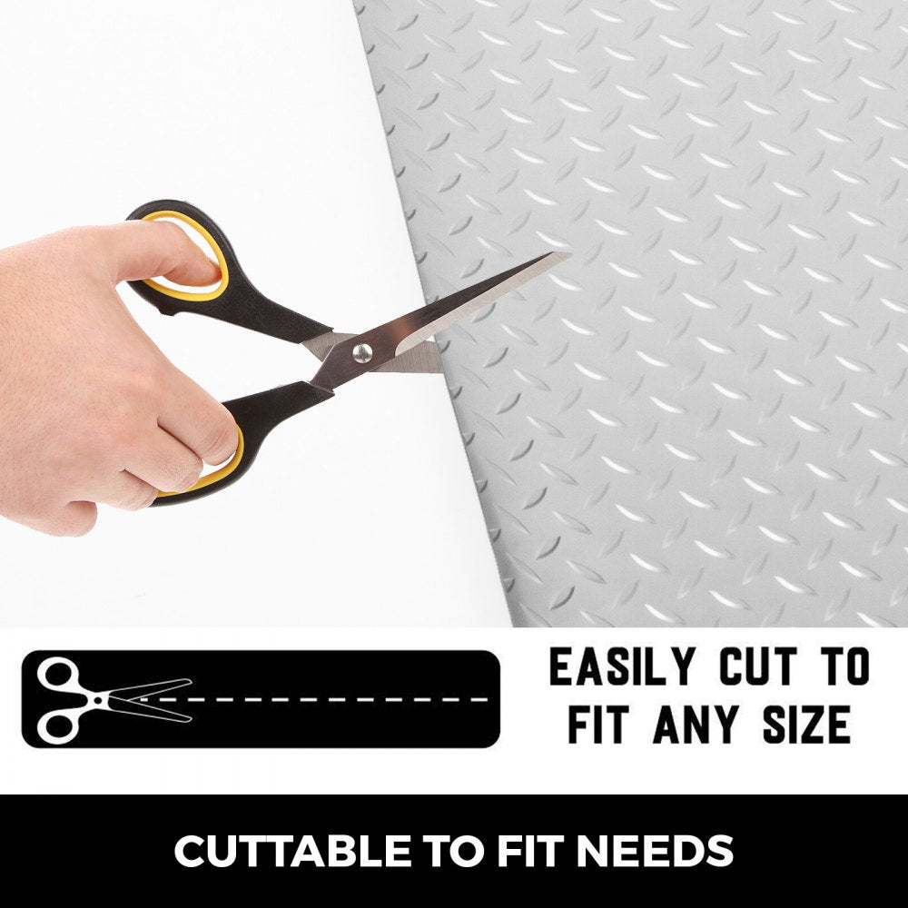 VEVOR Garage Floor Mat 25.5 x 3.6 Ft Garage Flooring 2.5mm Thickness Silver Garage Mat PVC Garage Floor Mats for Under Cars