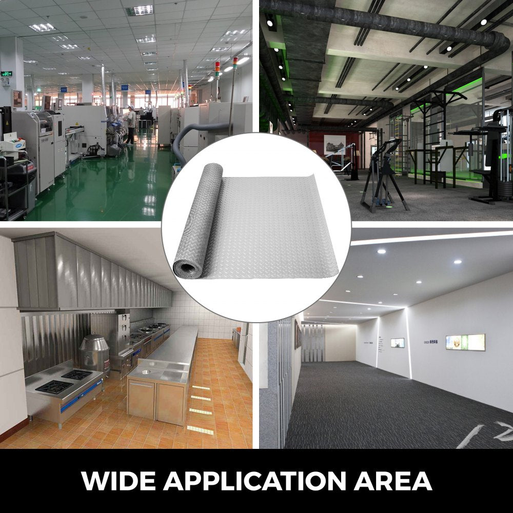 VEVOR Garage Floor Mat 25.5 x 3.6 Ft Garage Flooring 2.5mm Thickness Silver Garage Mat PVC Garage Floor Mats for Under Cars