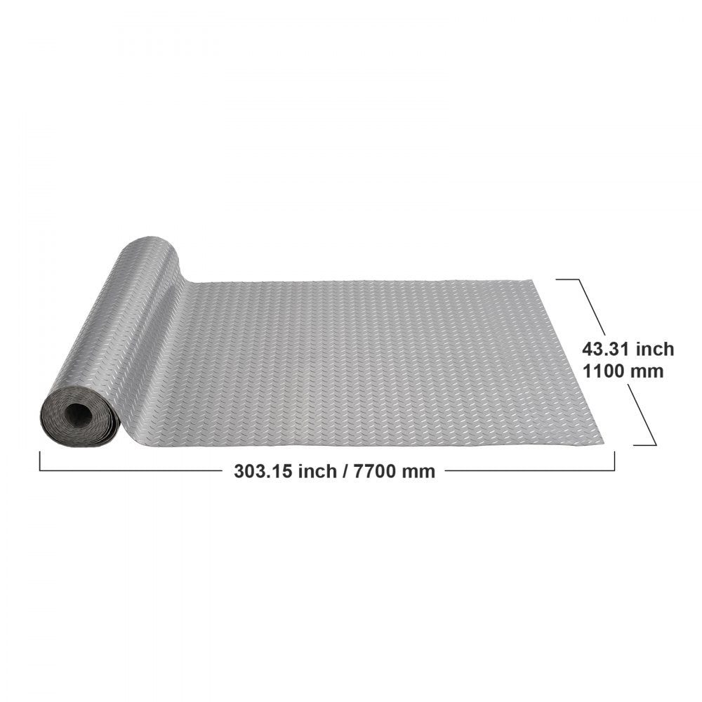 VEVOR Garage Floor Mat 25.5 x 3.6 Ft Garage Flooring 2.5mm Thickness Silver Garage Mat PVC Garage Floor Mats for Under Cars