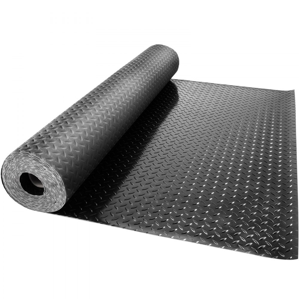 VEVOR Garage Floor Mats 2 Rolls 25.6 x 3.6 Ft Garage Mat 2.5mm Thickness Black Garage Flooring PVC Garage Mats for Under Car