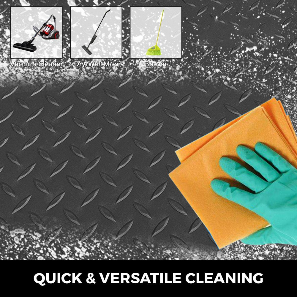 VEVOR Garage Floor Mats 2 Rolls 25.6 x 3.6 Ft Garage Mat 2.5mm Thickness Black Garage Flooring PVC Garage Mats for Under Car