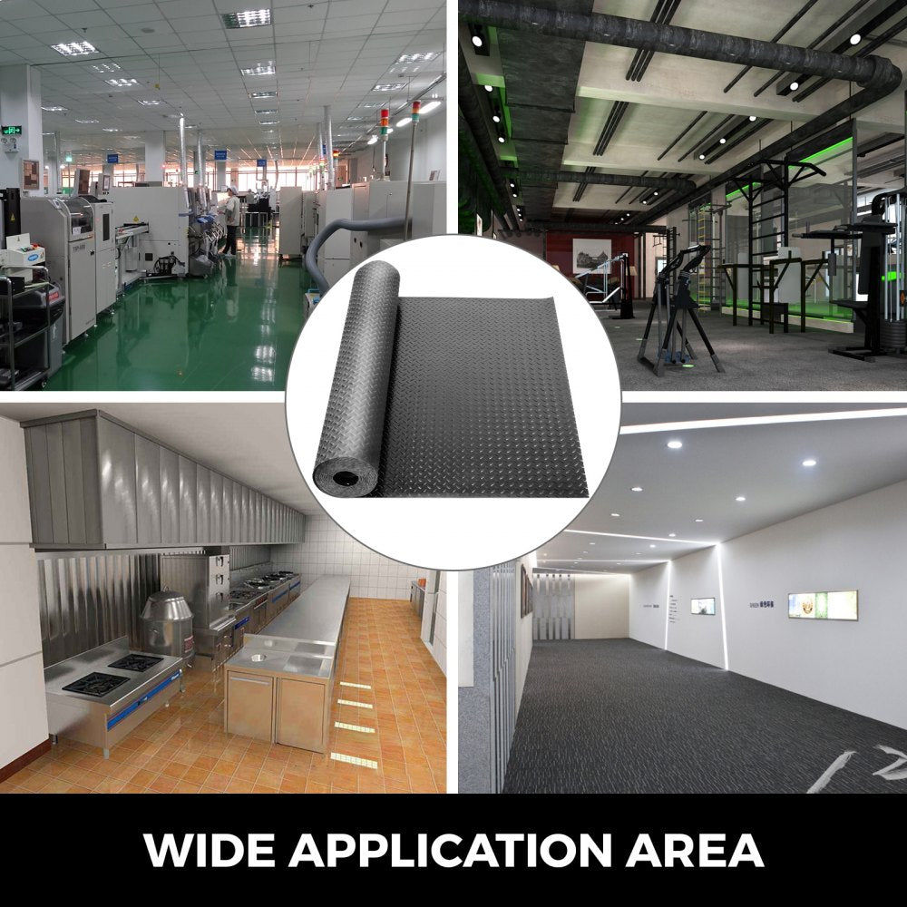 VEVOR Garage Floor Mats 2 Rolls 25.6 x 3.6 Ft Garage Mat 2.5mm Thickness Black Garage Flooring PVC Garage Mats for Under Car