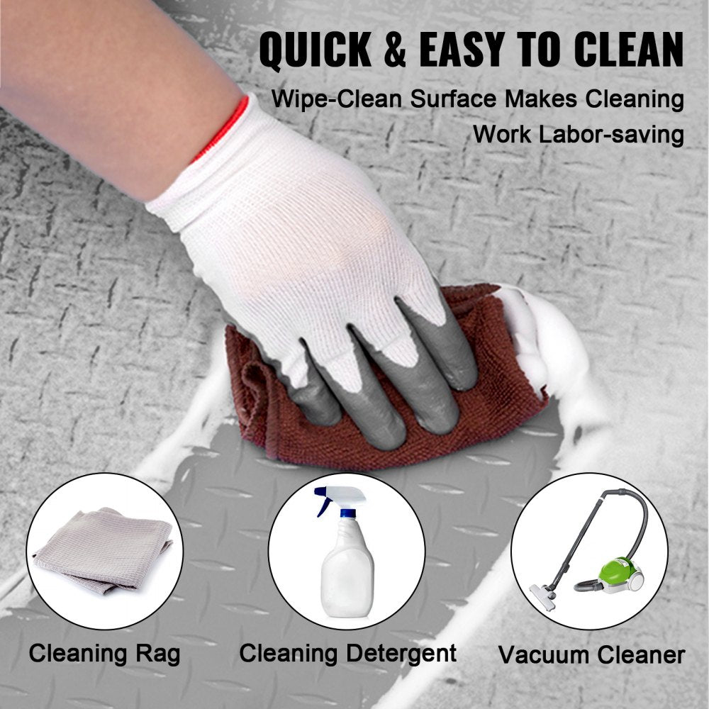 VEVOR Garage Floor Mat 3.9x6.56ft Vinyl Garage Flooring Roll Anti-Slide Diamond Texture Silver Garage Mats for Under Car 25.6sqft Covering Space DIY PVC Garage Floor Mat for Gyms Boats Car Trailer