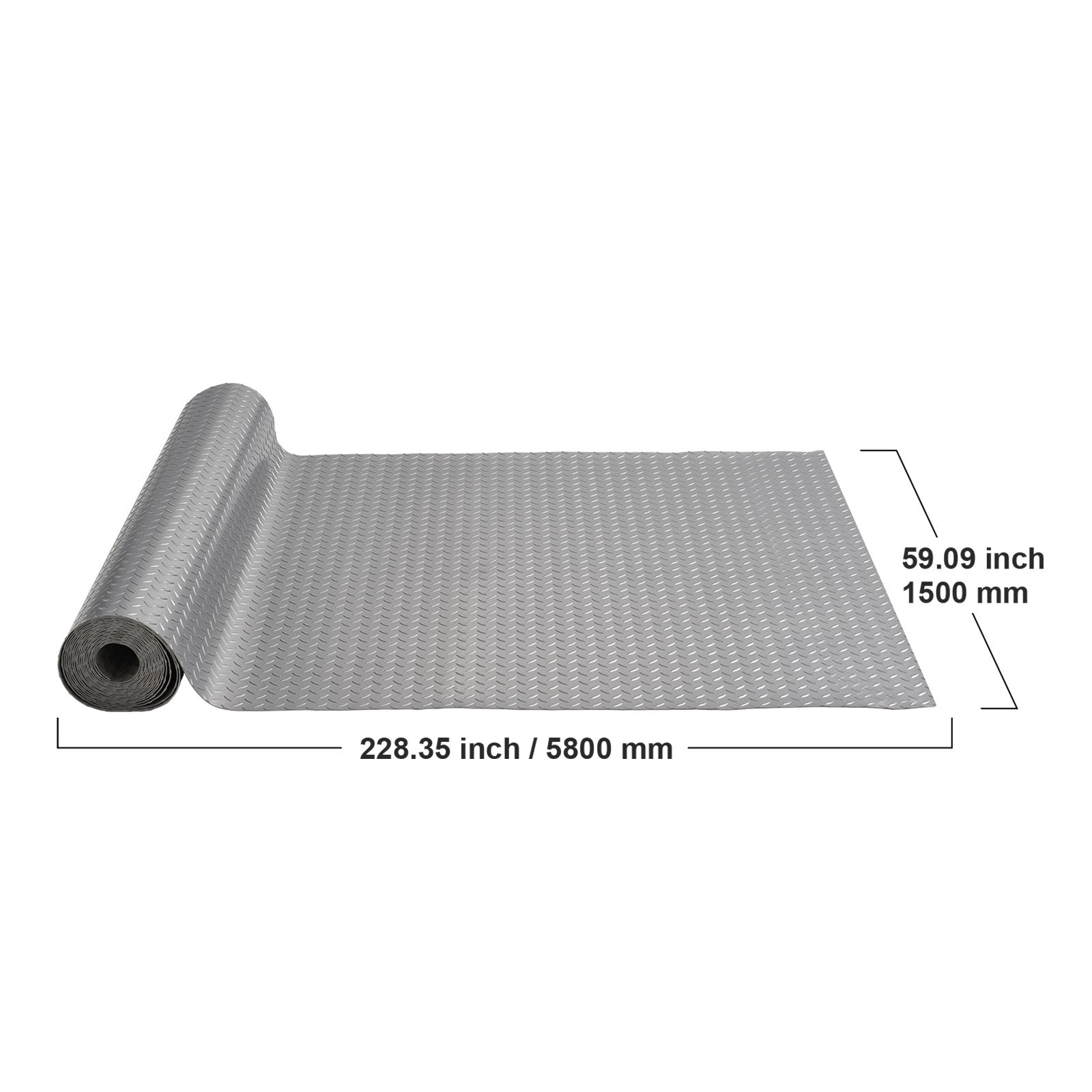 VEVOR Garage Floor Mat 4.9x13ft Vinyl Garage Flooring Roll Anti-Slide Diamond Texture Silver Garage Mats for Under Car 63.7sqft Covering Space DIY PVC Garage Floor Mat for Gyms Boats Car Trailer
