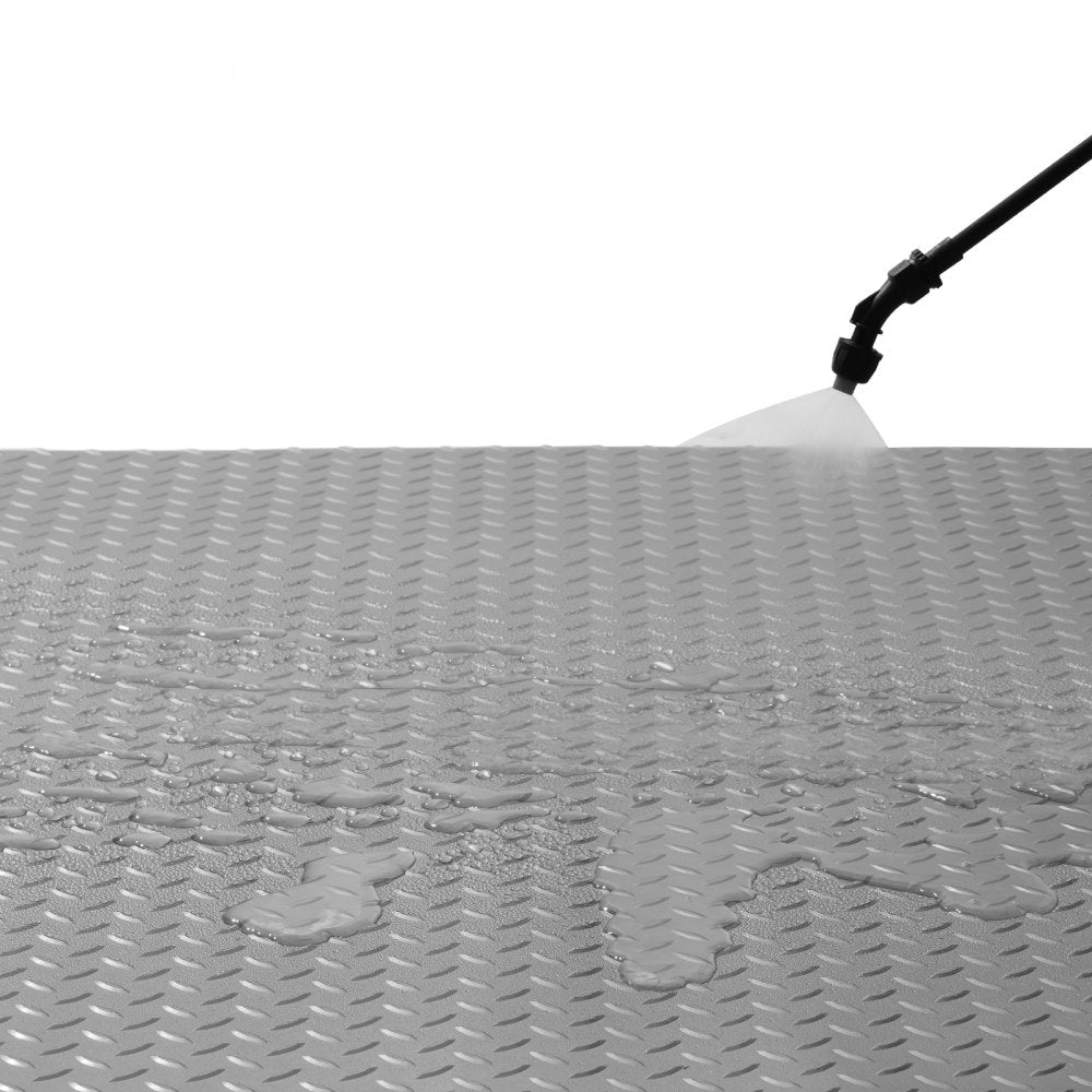 VEVOR Garage Floor Mat Garage Flooring Roll 4.9x9.2ft Anti-Slip Silver PVC Vinyl