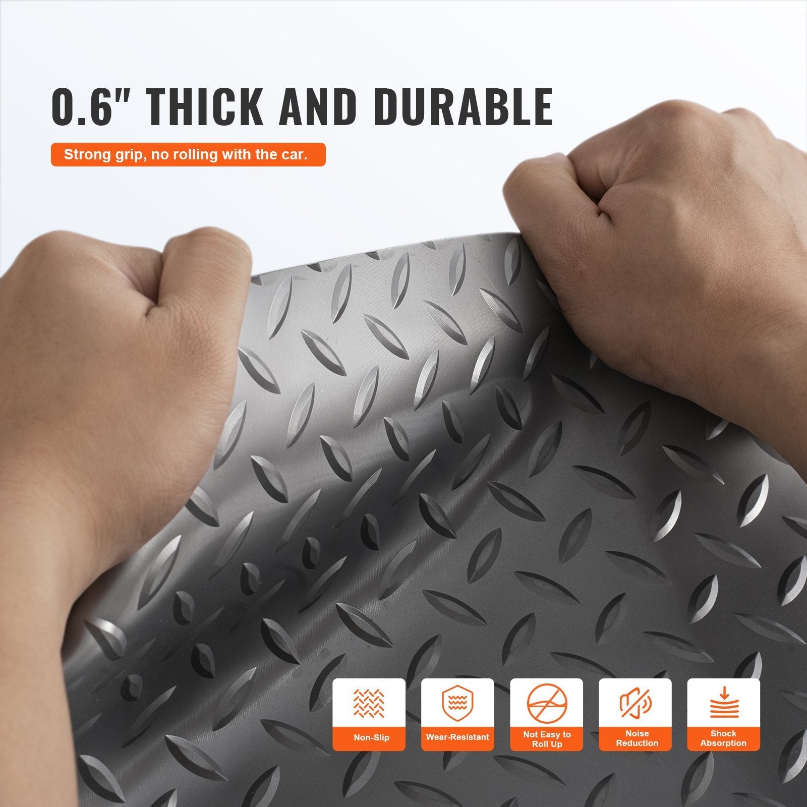 VEVOR Garage Floor Mat 4.9x19ft Vinyl Garage Flooring Roll Anti-Slide Diamond Texture Silver Garage Mats for Under Car 93 sqft Covering Space DIY PVC Garage Floor Mat for Gyms Boats Car Trailer