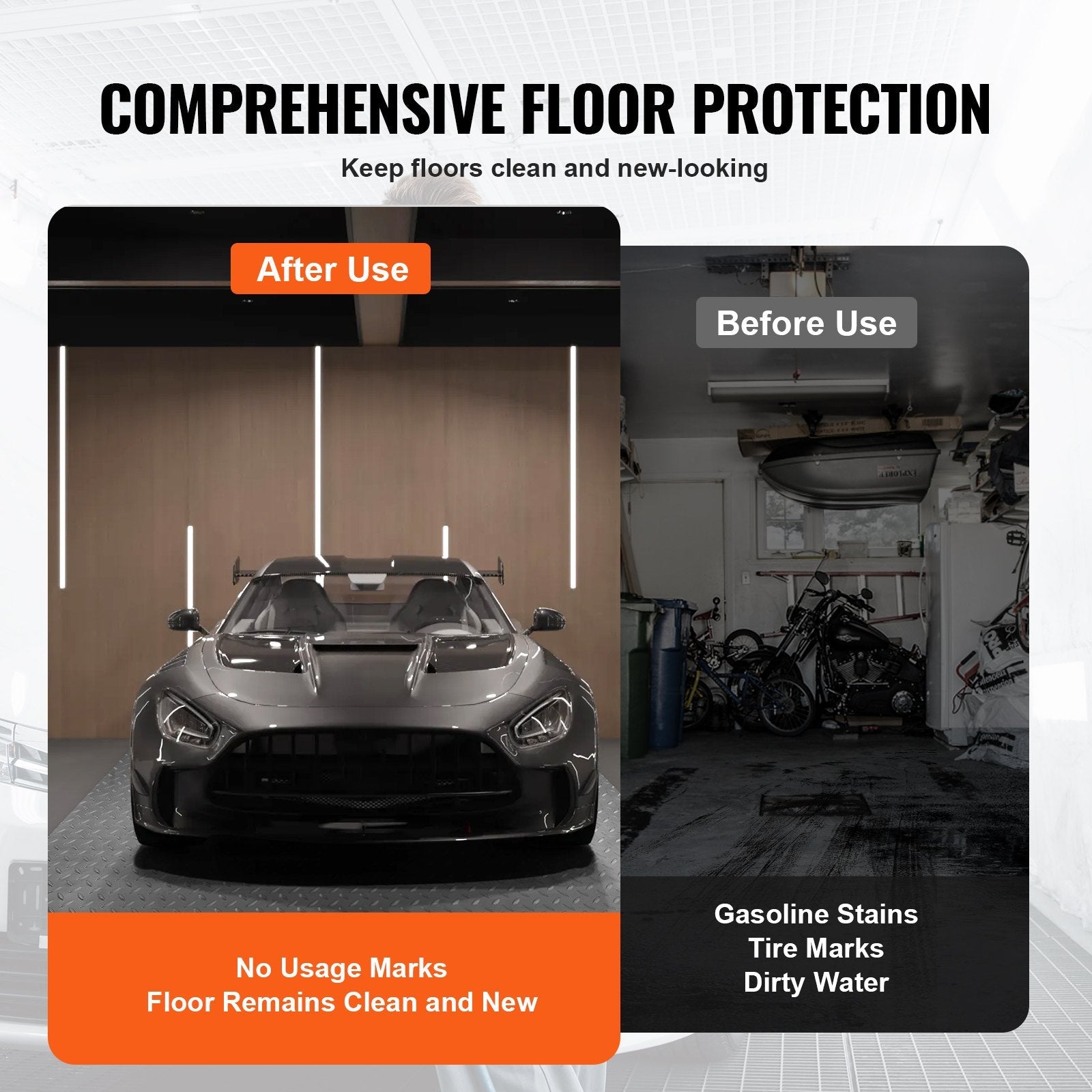 VEVOR Garage Floor Mat 4.9x19ft Vinyl Garage Flooring Roll Anti-Slide Diamond Texture Silver Garage Mats for Under Car 93 sqft Covering Space DIY PVC Garage Floor Mat for Gyms Boats Car Trailer