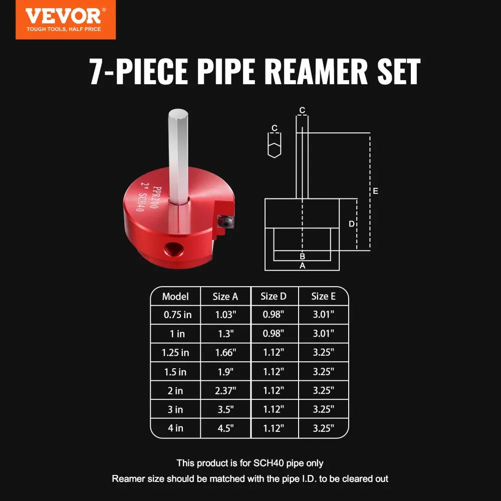 VEVOR PVC Pipe Reamer Tool Pipe Fitting Socket Saver Aluminum Alloy for SCH 40