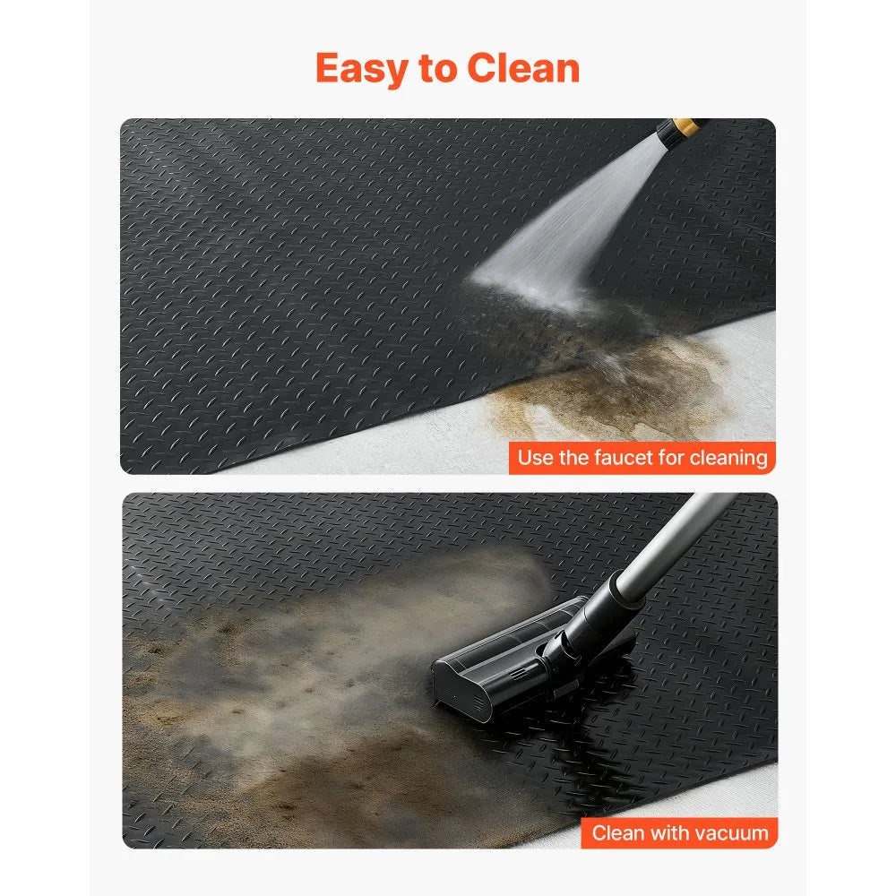 VEVOR Garage Floor Roll, 7.5 x 20 ft Garage Flooring Mat, 2.2 mm Thickened PVC Diamond Plate Floor Protector Mat with Double-sided Tape, Non-Slip, Easy to Clean for Warehouse, Gyms, Trailer, Black