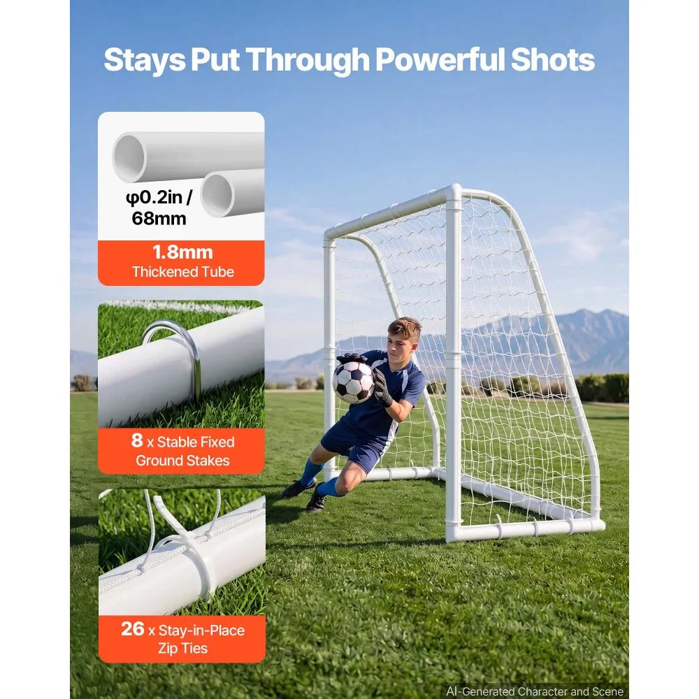 Portable Soccer Goal 8 x 6 FT with PE Net | Backyard Soccer Training Set with Target, Cones & Carry Bag
