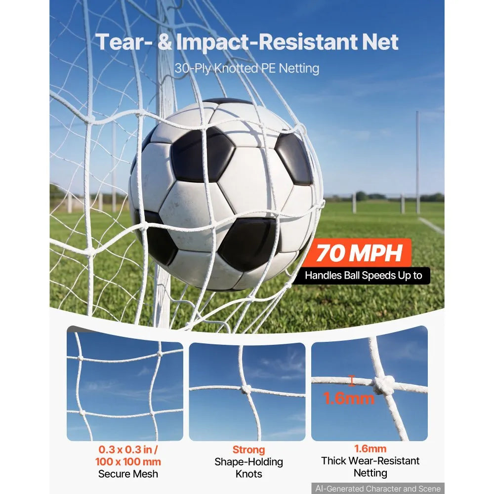 Portable Soccer Goal 8 x 6 FT with PE Net | Backyard Soccer Training Set with Target, Cones & Carry Bag