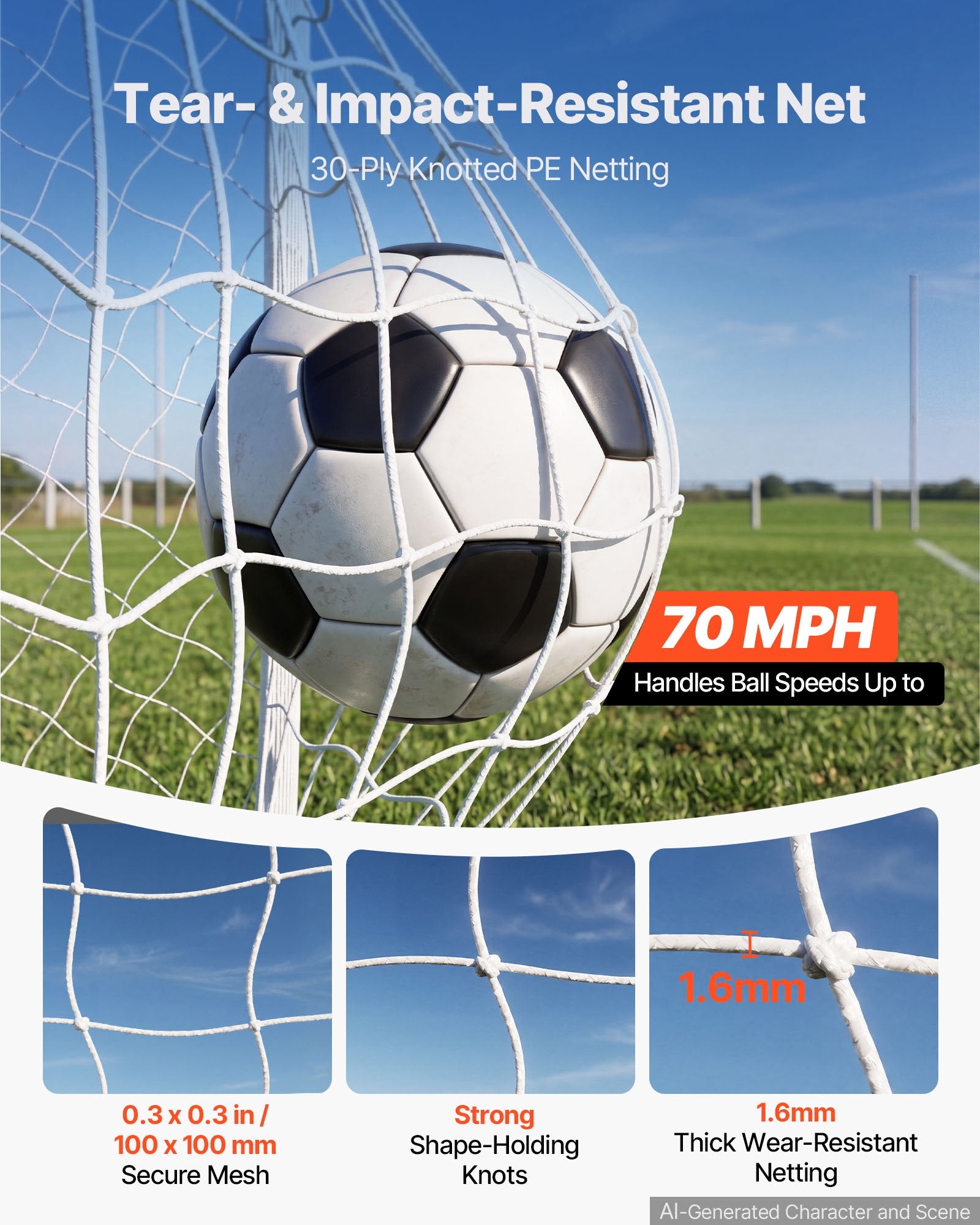 Portable Soccer Goal 8 x 6 FT with PE Net | Backyard Soccer Training Set with Target, Cones & Carry Bag