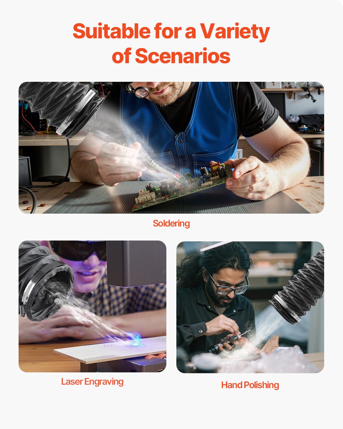 VEVOR Solder Fume Extractor 459 m³/h 280W Brushless Motor with 10 Levels Speed