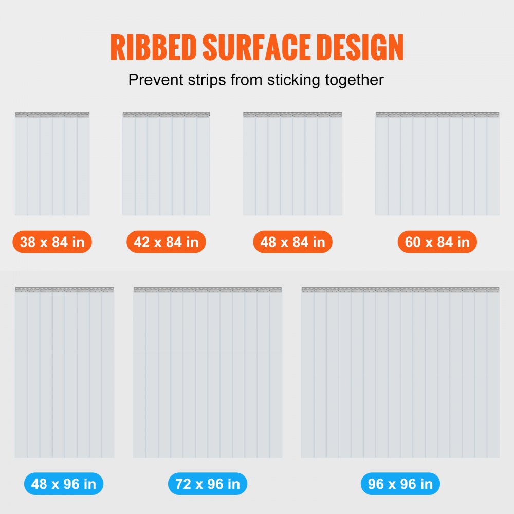 VEVOR PVC Strip Curtain 107 x 213.4 cm Slat Blind Transparent Soft PVC + DOTP 2 mm Thickness Strip Curtain Stable Curtain Including Mounting Material Ideal for Doors up to Approx. 107 cm