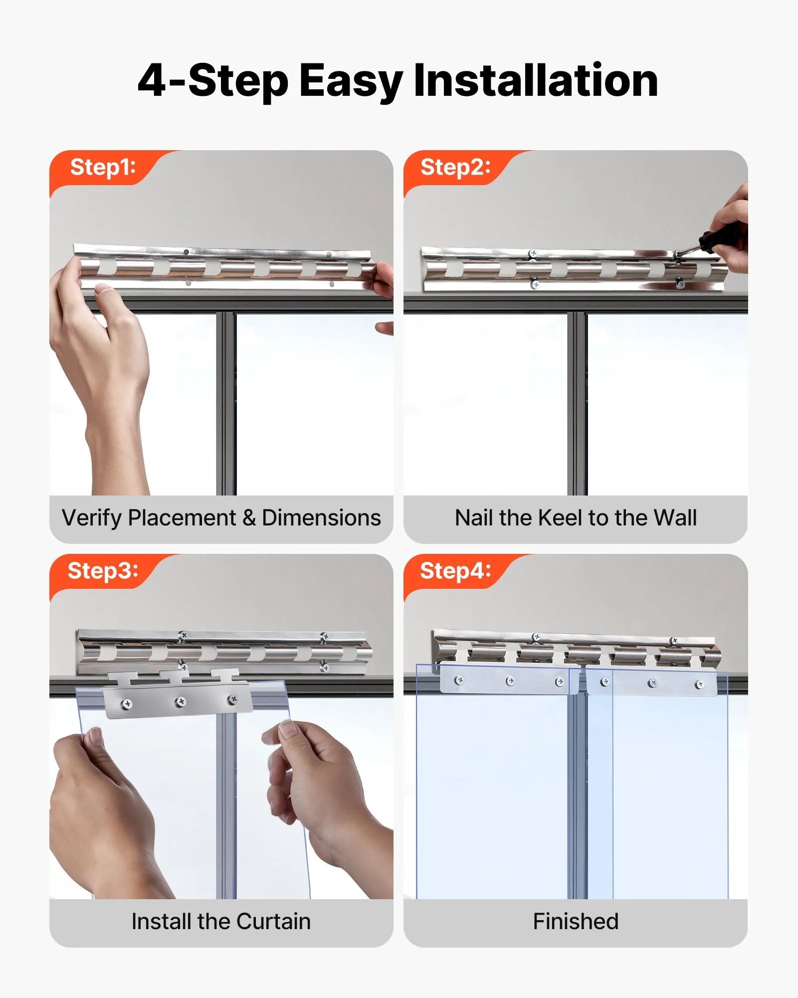 VEVOR Clear PVC Strip Curtain, 96 in Height x 84 in Width x 0.08 in Thickness, 14 PCS Walk in Freezer Cooler Curtain Strips, Smooth Waterproof Plastic Door Strips for Warehouse, Freezer, Garage Doors