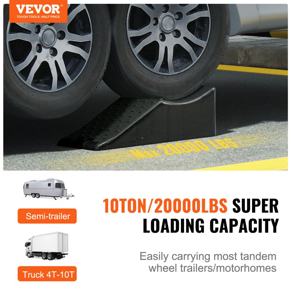 VEVOR Car Ramp, 1 Piece Low Profile Car Service Ramp, 20000 lbs/10 ton Loading Capacity, 5.5" Lift Height Car Ramp, Heavy Duty Tire Ramp for Oil Changes Car Lift and Vehicle Maintenance