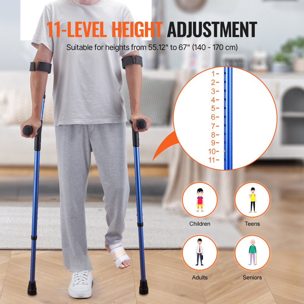 π©Ί Forearm Crutches for Adults β 2 Variants Available (350 lb Capacity)