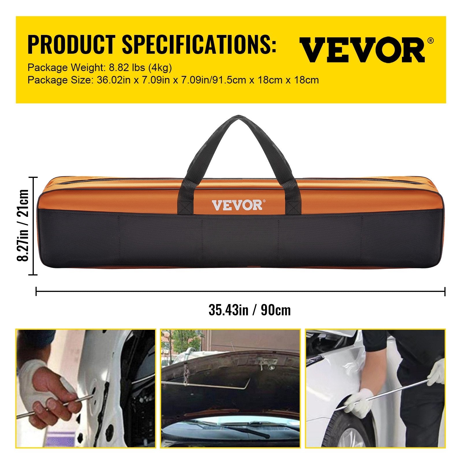 VEVOR Rods Dent Removal Kit, 20 Pcs Paintless Dent Repair Rods, Stainless Steel Dent Rods, Whale Tail Dent Repair Tools, Professional Hail Dent Removal Tool For Minor Dents, Door Dings And Hail Damage