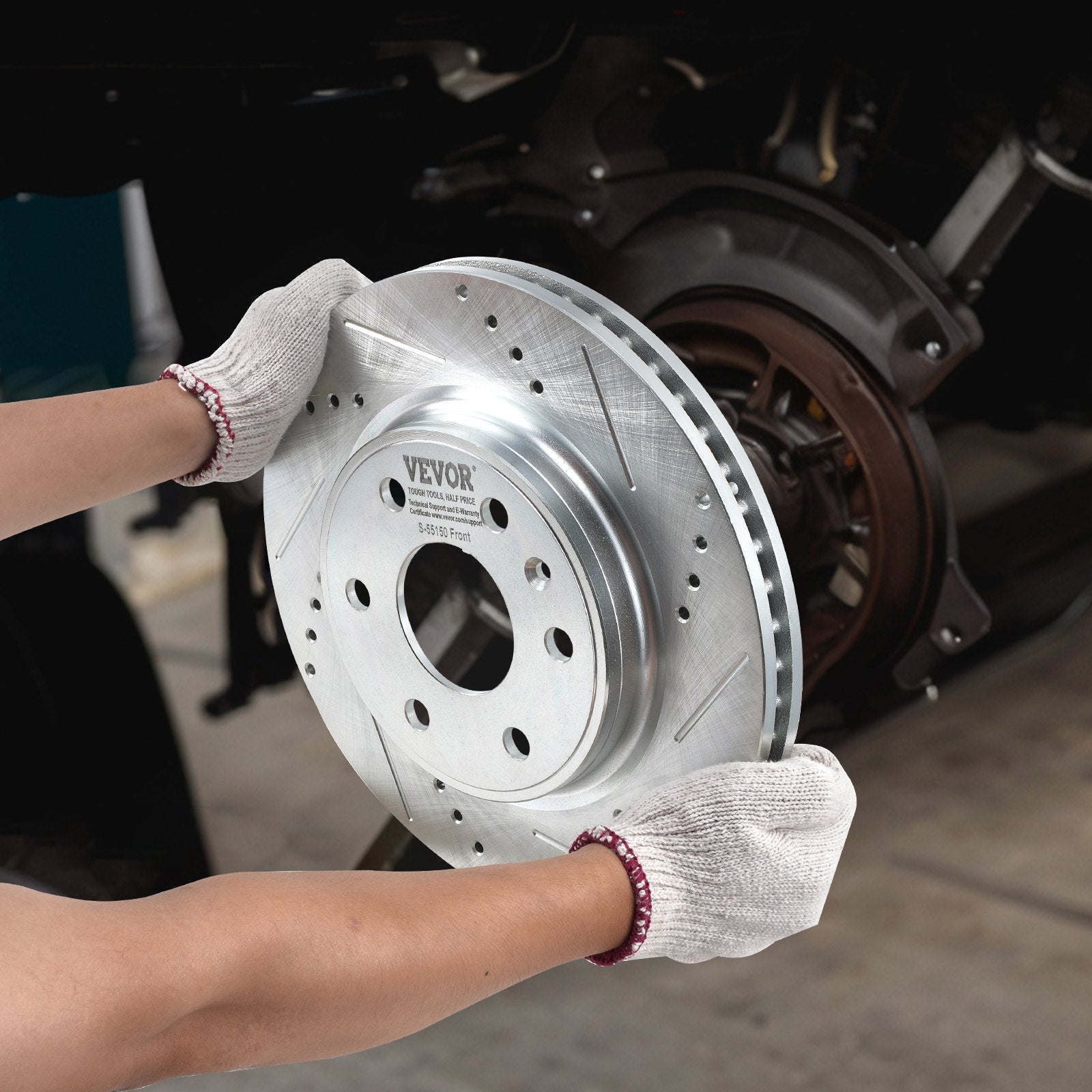 VEVOR Drilled Slotted Front Brake Rotors Pads Kit for Chevy Traverse GMC Acadia