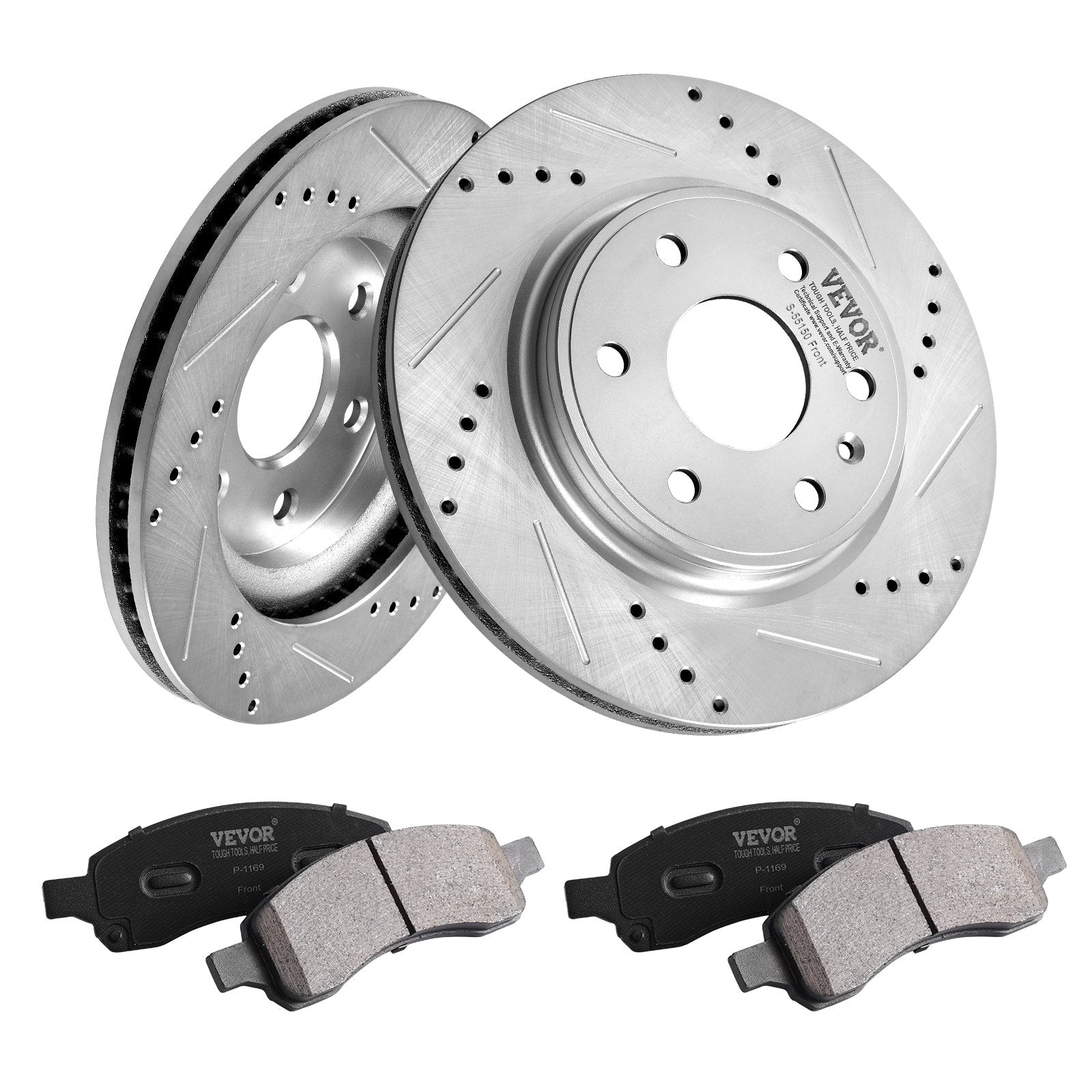 VEVOR Drilled Slotted Front Brake Rotors Pads Kit for Chevy Traverse GMC Acadia