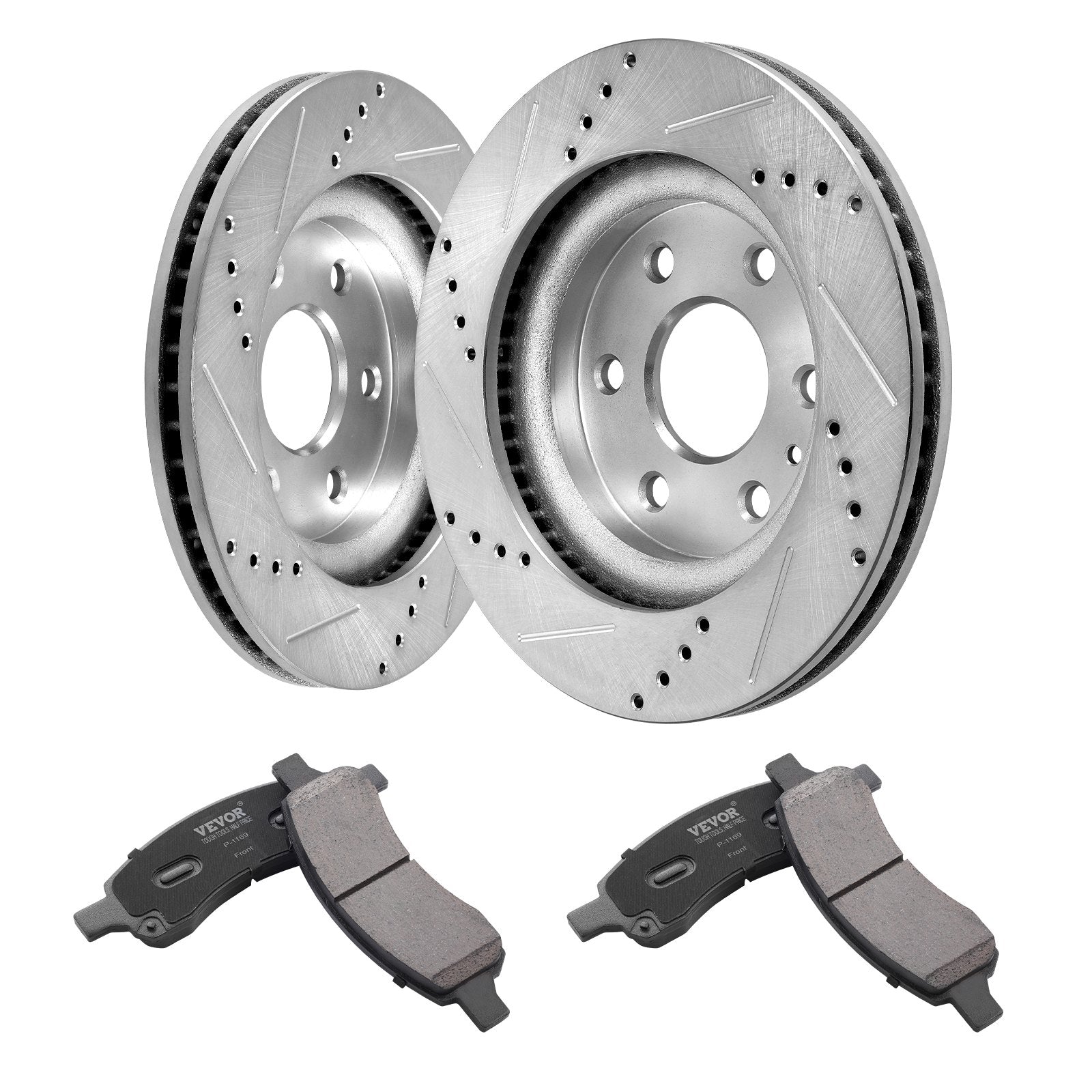 VEVOR Drilled Slotted Front Brake Rotors Pads Kit for Chevy Traverse GMC Acadia
