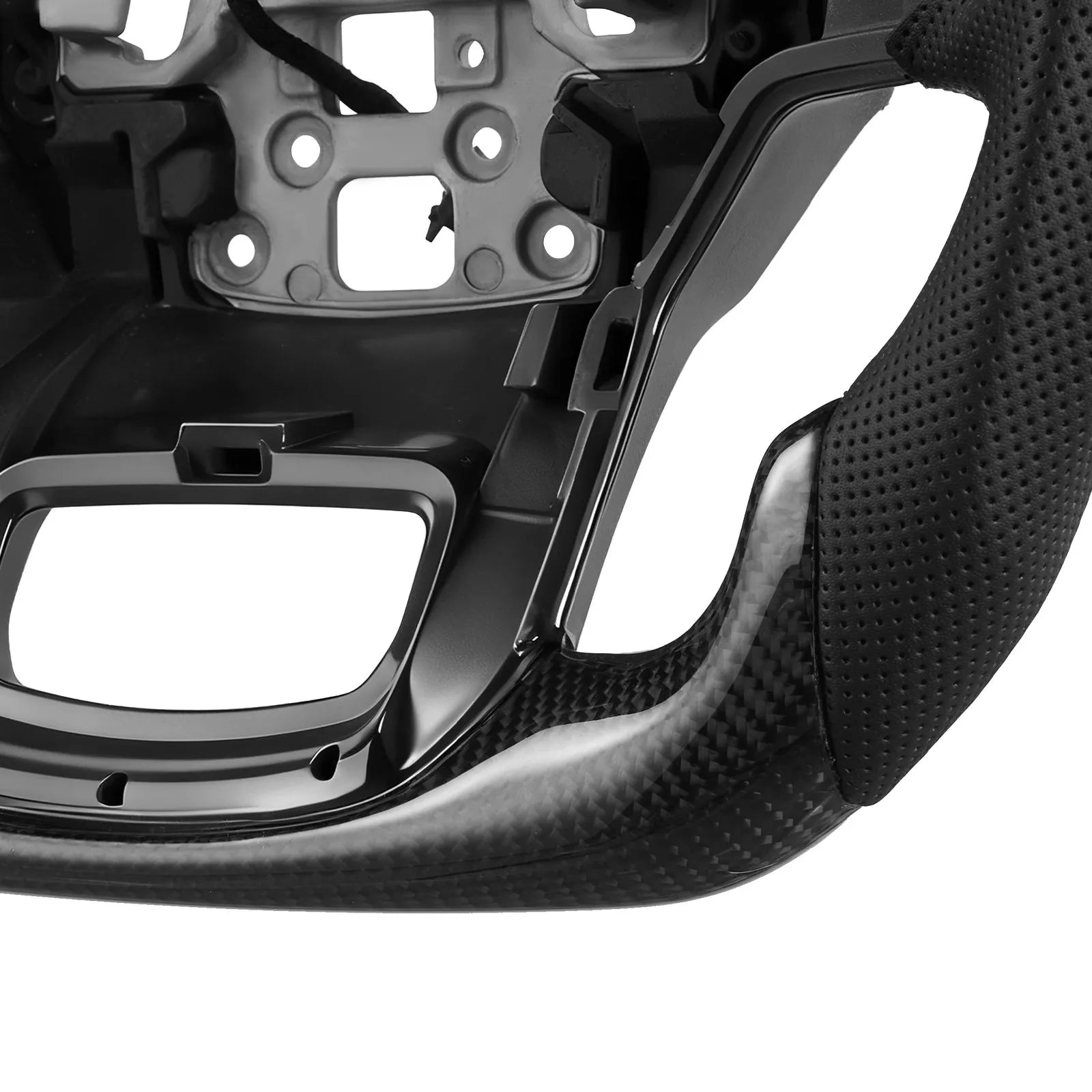 VEVOR Steering Wheel for 2021-2024 Ford F150, Carbon Fiber Steering Wheel D-Shaped Flat-Bottom with Heating Function, Leather Grip with Non-Slip Texture, Accessories Replacement for Ford F150, Black