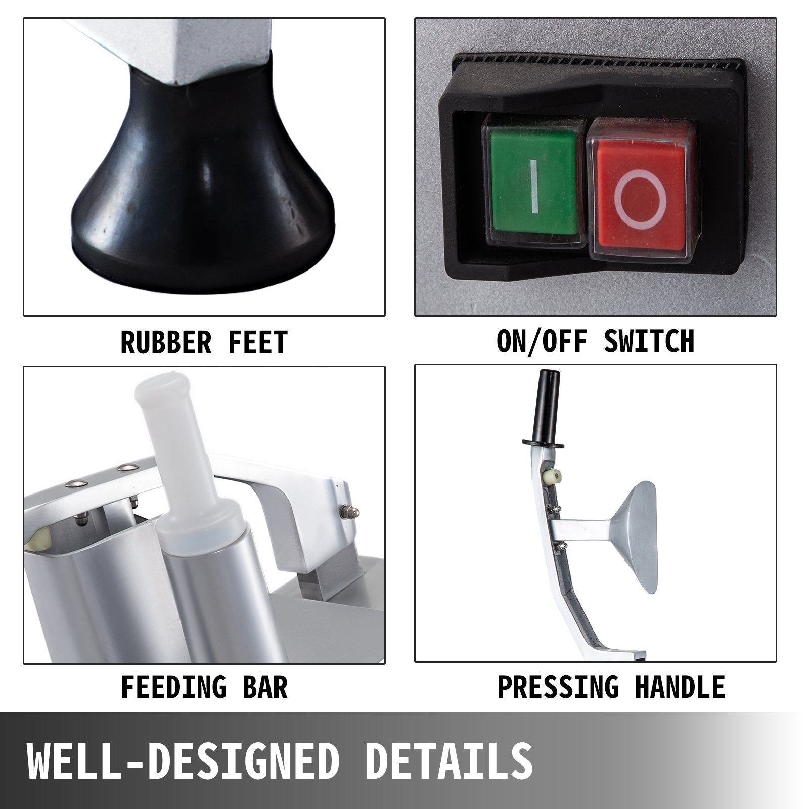 VEVOR 110V Commercial Fruit and Vegetable Cutter Slicer Machine 550W Multi-Functional Food Processor with Detachable 5-Blades Perfect for Cucumber Onion Carrot Slicing Shredding Dicing