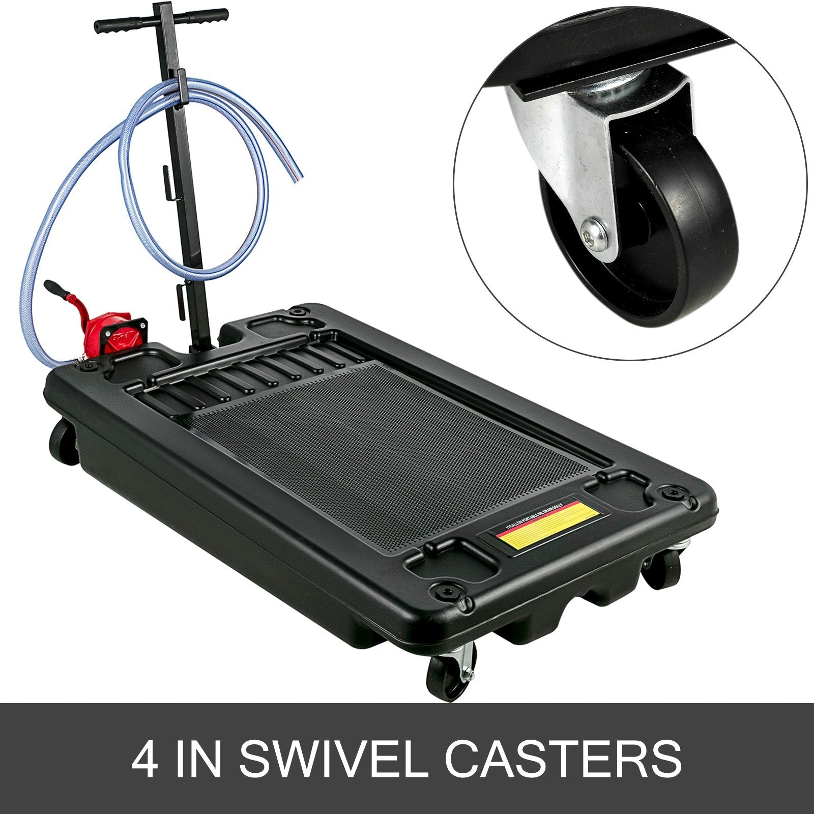 Vevor Low Profile Oil Drain Pan 17 Gallon Foldable Highly Durable & 8' Hose