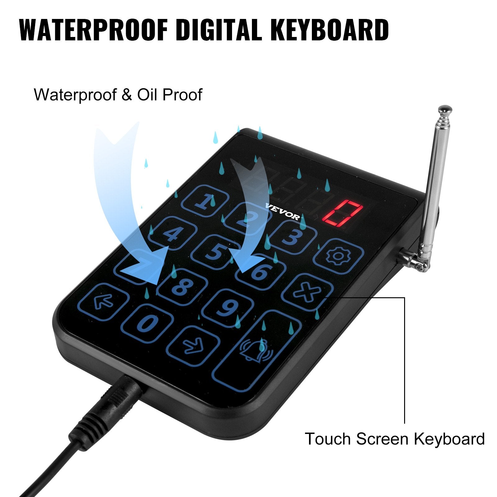 VEVOR R100 Wireless Calling System, Restaurant Pager System 10 Pagers,Max 999 Beepers, Touch Keyboard with Vibration, Flashing and Buzzer for Church, Nurse,Hospital & Hotel