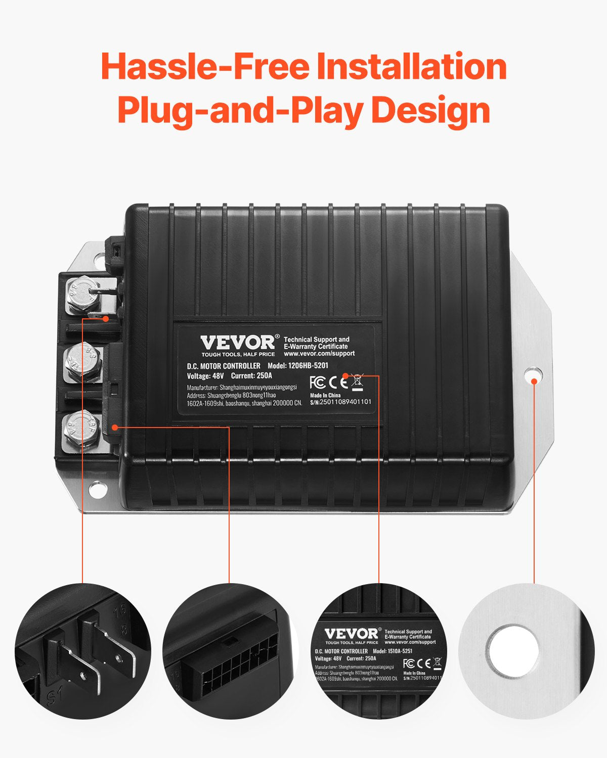VEVOR Golf Cart Controller 48V 250A Speed Controller for EZGO TXT 1206HB-5201