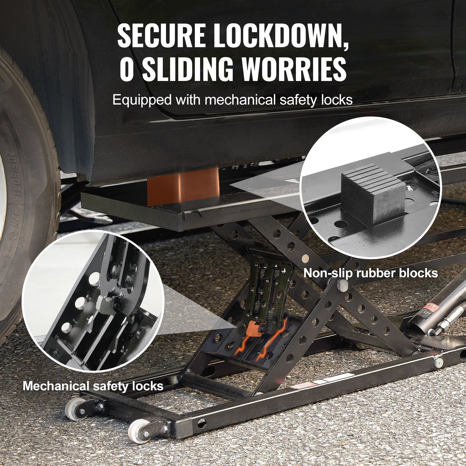 VEVOR Car Lift, 7,000 LBS Capacity Portable Car Lift, with Extended-Length Plates, 26.8" Max. Height, Heavy-duty Carbon Steel Truck Lift with Power Unit, Auto Car Jack Lifts for Home Garage Shop