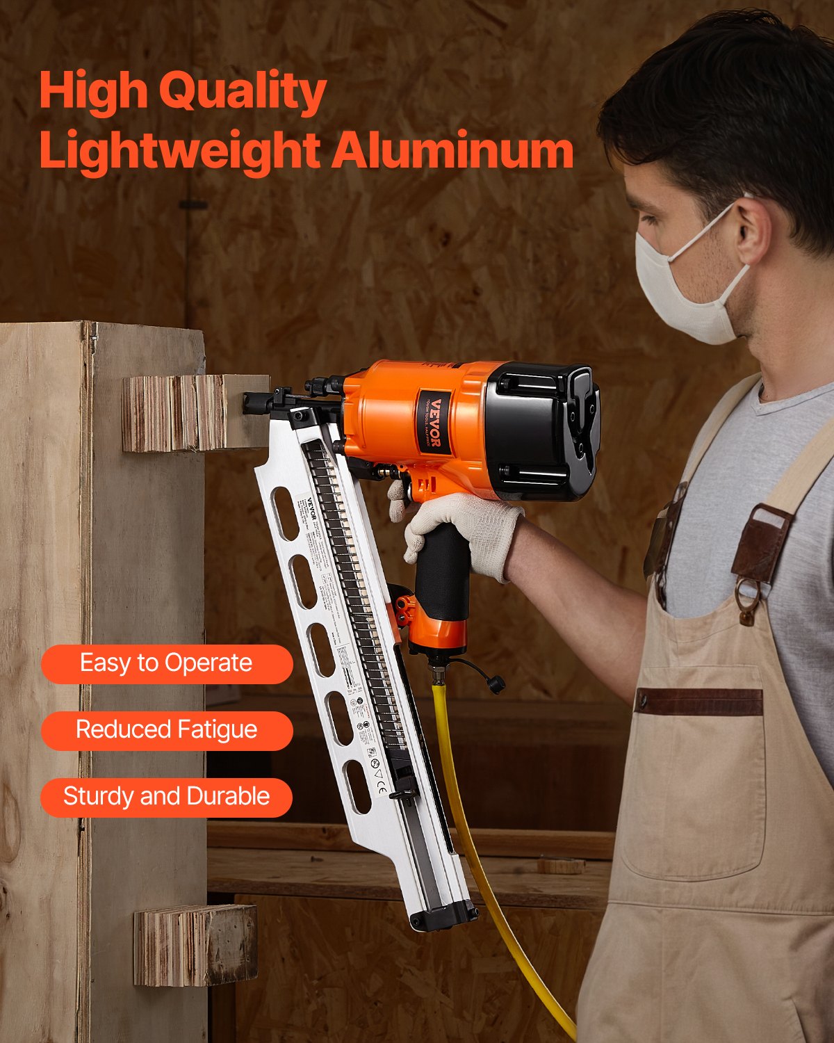 VEVOR Framing Nailer 2" to 3-1/2" 21° Full Round Head Pneumatic Framing Nailer