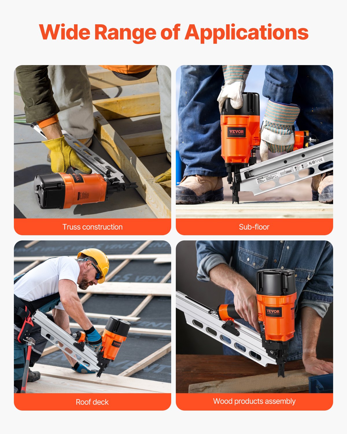 VEVOR Framing Nailer 2" to 3-1/2" 21° Full Round Head Pneumatic Framing Nailer