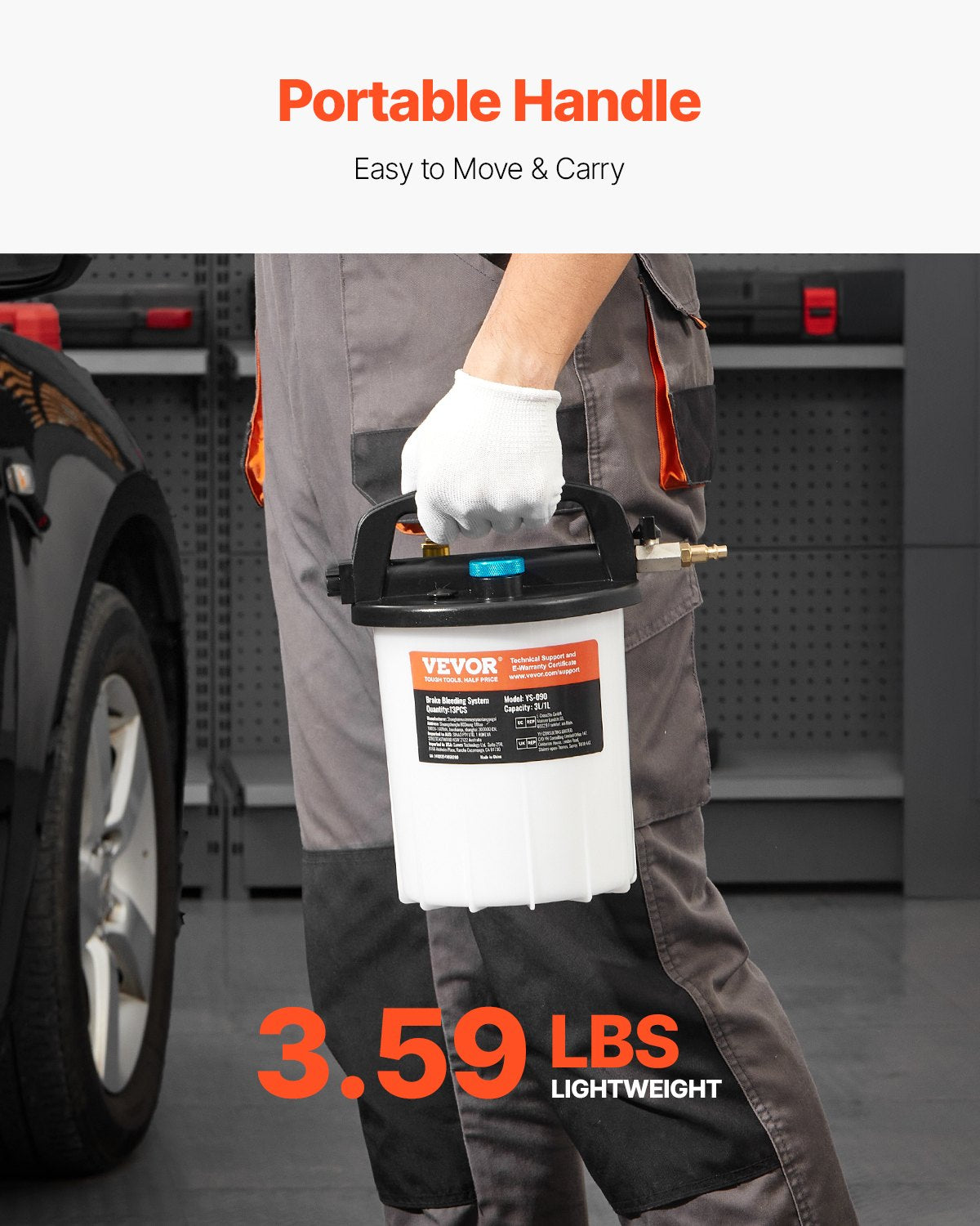 VEVOR 3L Brake Fluid Extractor Brake Bleeder Kit with 13 Hose Connectors