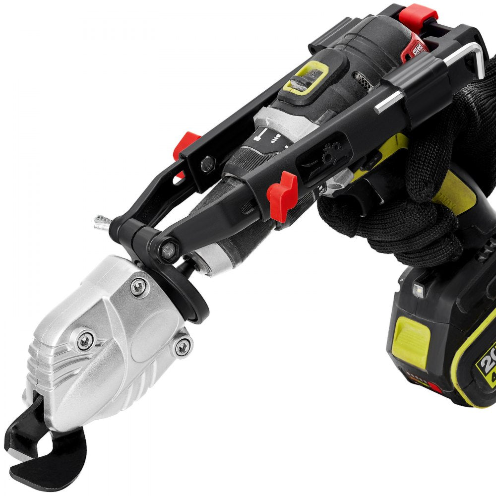 VEVOR Metal Cutter Drill Attachment, Metal Shears Attachment with 360 Degree Pivoting Head, for Cutting Max. 21 GA Stainless Steel, 18 GA Galvanized Steel, and 14 GA Aluminum Metal Sheets