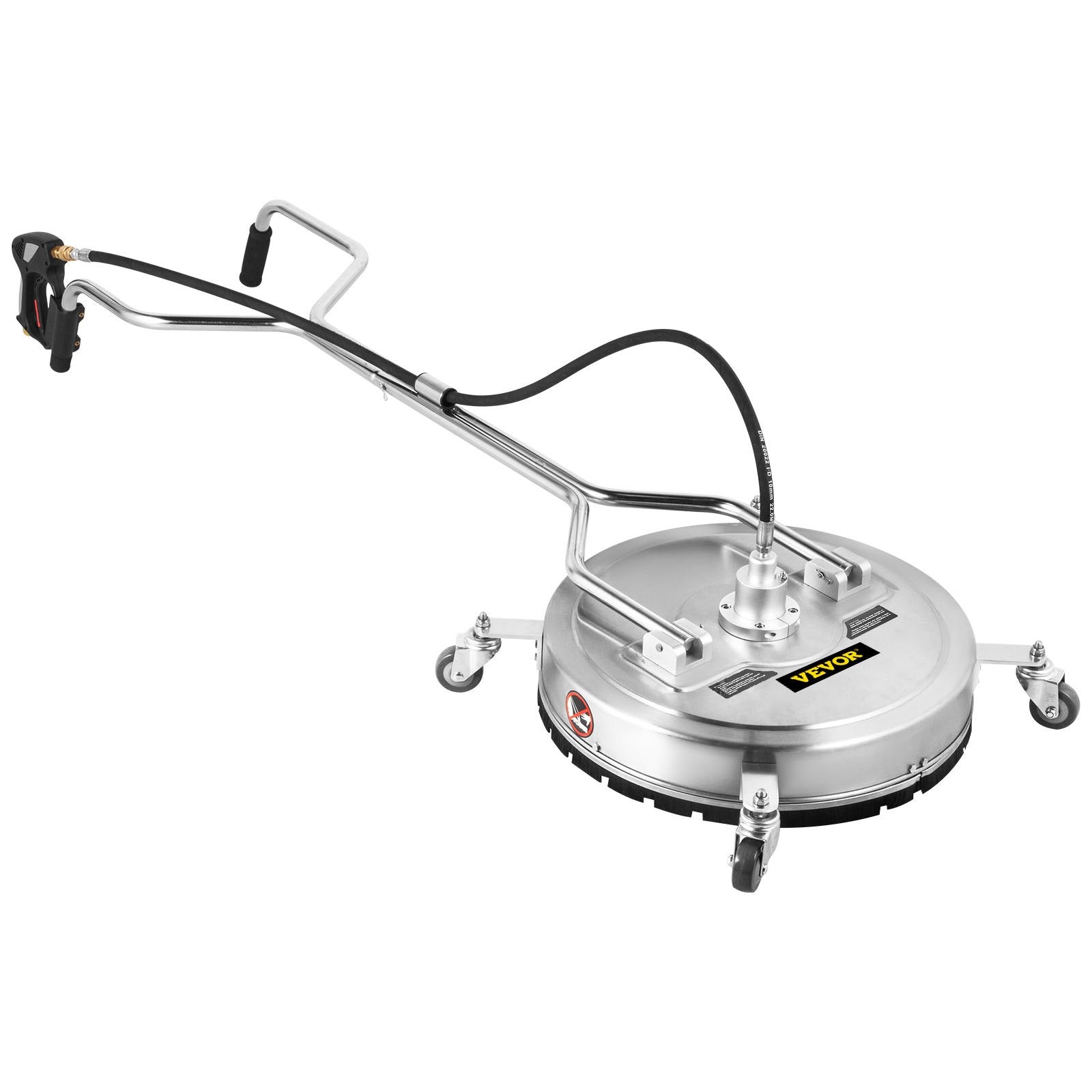 VEVOR Pressure Washer Surface Cleaner, 24'', Max. 4000 PSI Pressure by 2 Nozzles for Cleaning Driveways, Sidewalks, Stainless Steel Frame w/ Rotating Dual Handle, Wheels, Fit for 3/8'' Quick Connector