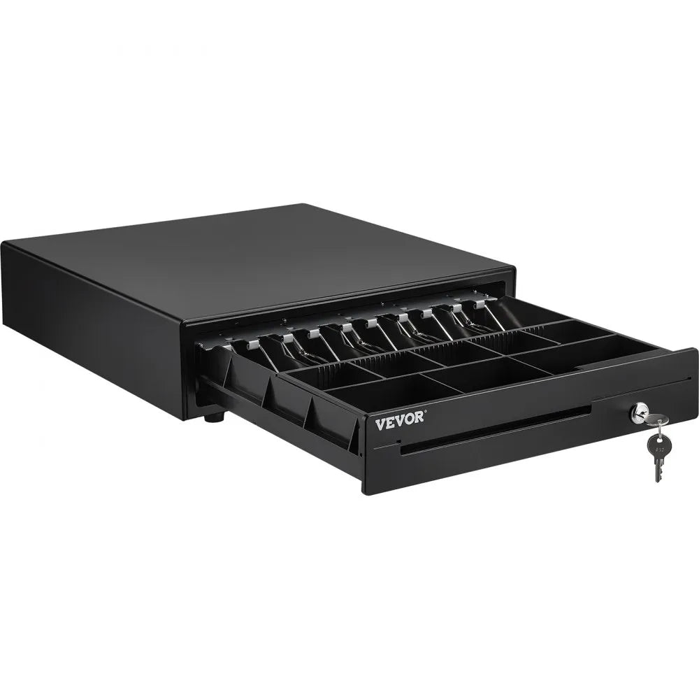 VEVOR Cash Register Drawer, 16" 12 V, for POS System with 5 Bill 8 Coin Cash Tray, Removable Coin Compartment & 2 Keys Included, RJ11/RJ12 Cable for Supermarket, Bar, Coffee Shop, Restaurant