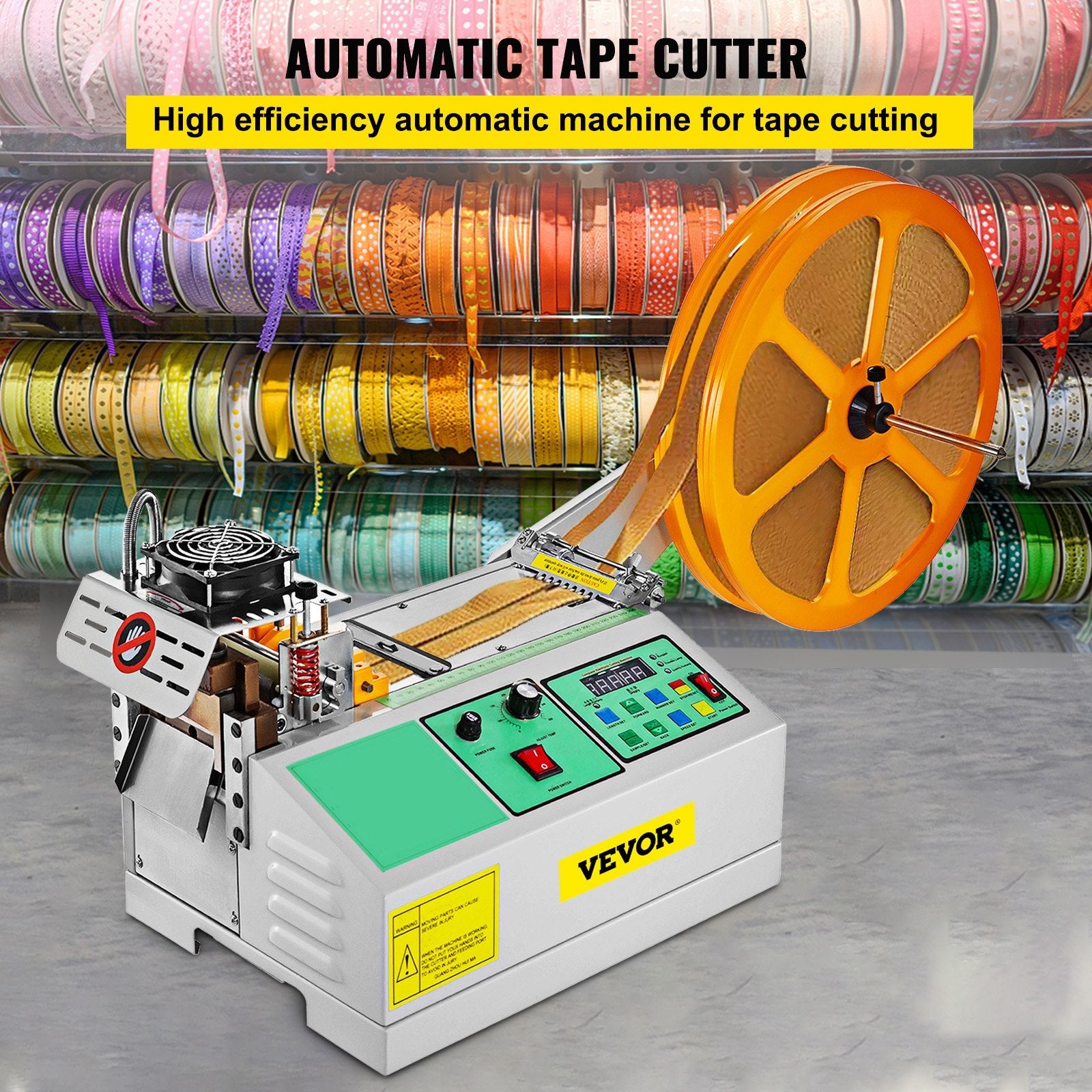 VEVOR Automatic Hot and Cold Tape Cutting Machine 440W 350°C Zipper Braided Tape Ribbon Cutter 100mm Metal Strip Precise Digital Belt Cutter for Nylon Plastic