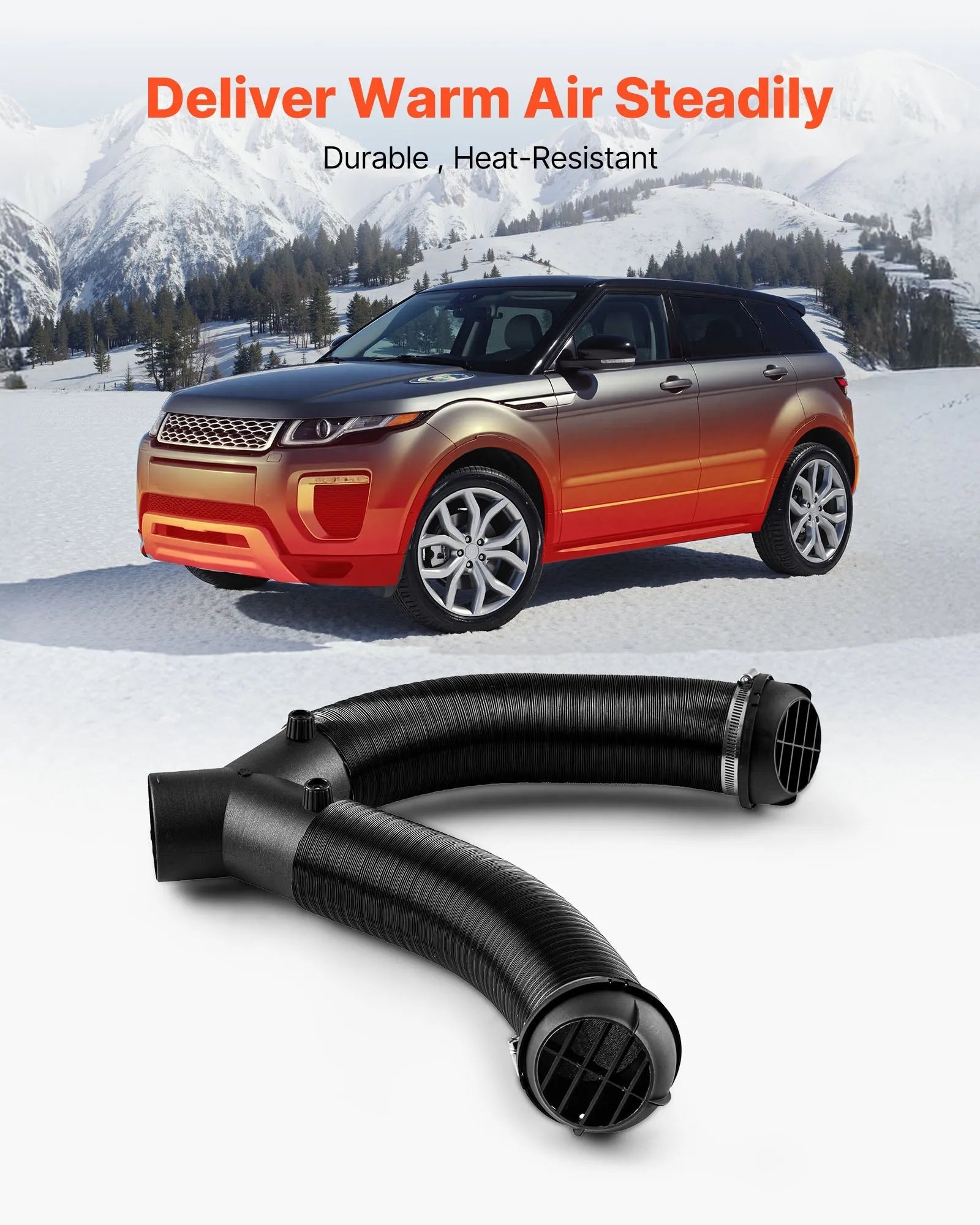 VEVOR Diesel Heater Pipe Duct Vent Kit – 3-Inch Y-Shaped Warm Air Outlet Vent Set with Air Duct Clamps for 2KW/5KW/8KW Diesel Heaters, Black