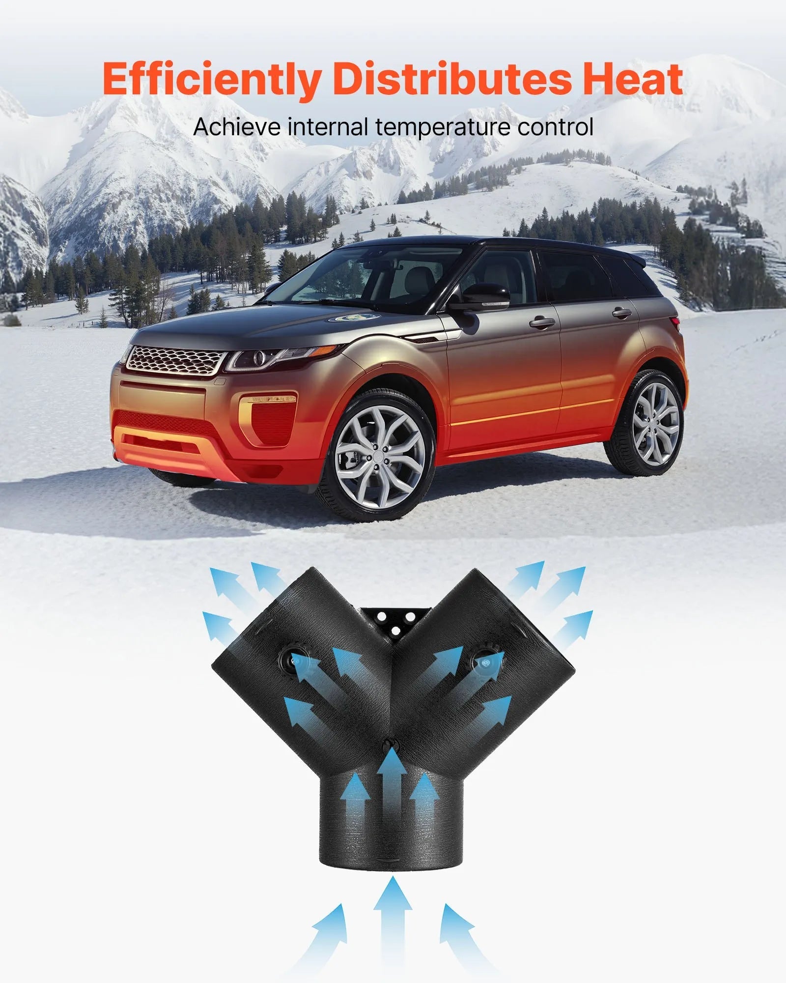 VEVOR 3-Inch Diesel Heater Duct Connector, Y Branch Air Vent Duct with Dual 90° Adjustable Valves, 3-Way Black Joint Connector for 2KW, 5KW, 8KW Diesel Heaters