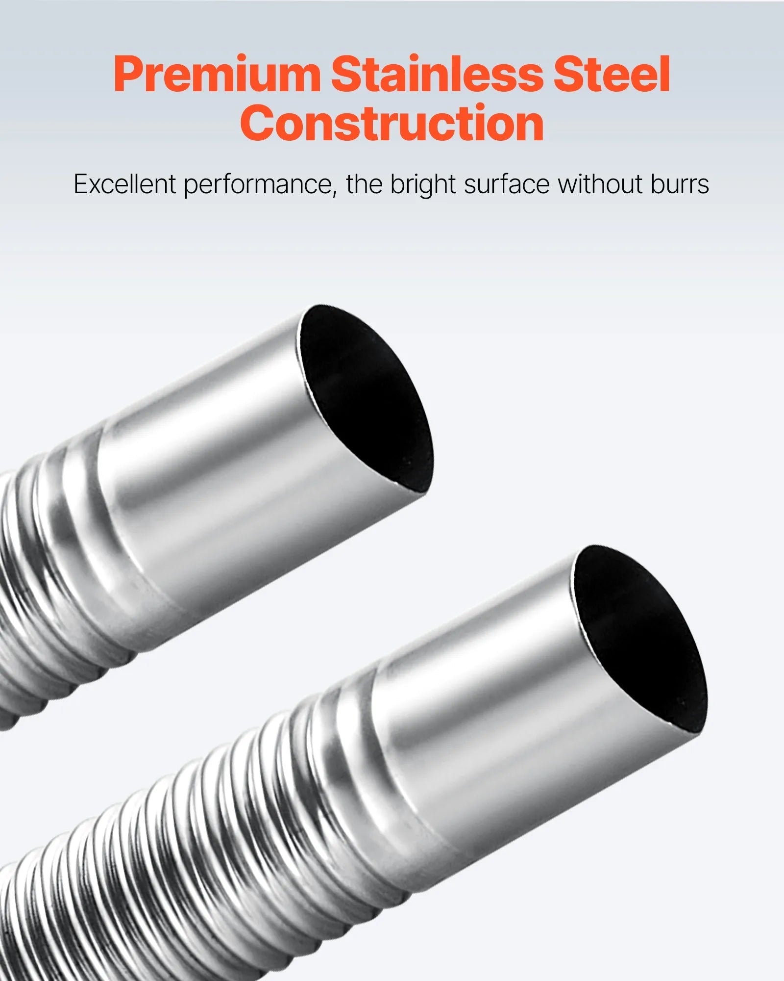 VEVOR Diesel Heater Exhaust Hose, 47.2 inch Stainless Steel Flexible Pipe with 2 Clamps for 2KW/5KW/8KW Diesel Heaters